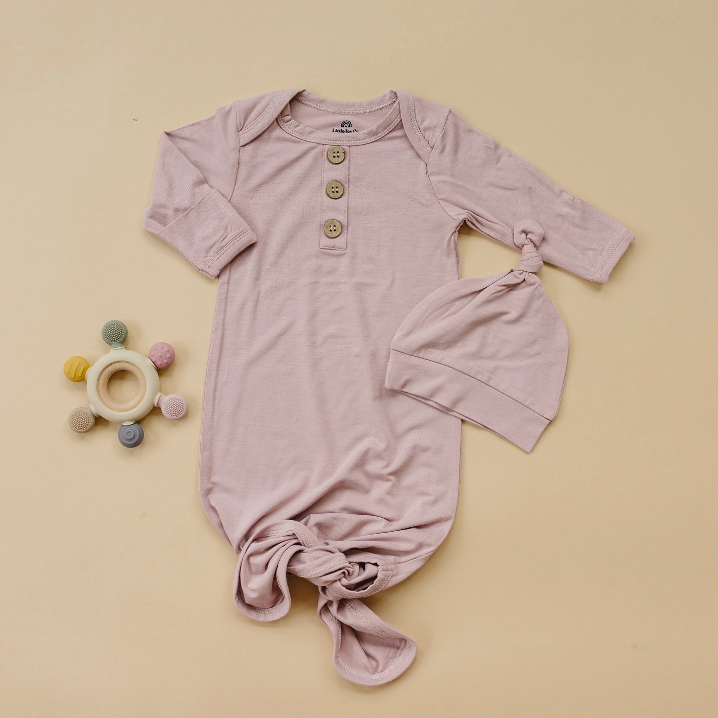 Little Joy Co. Newborn Bamboo Gown And Hat Set By Little Joy Co Boutique - Apparel & Accessories > Clothing > Baby & Toddler Clothing > Baby One-Pieces