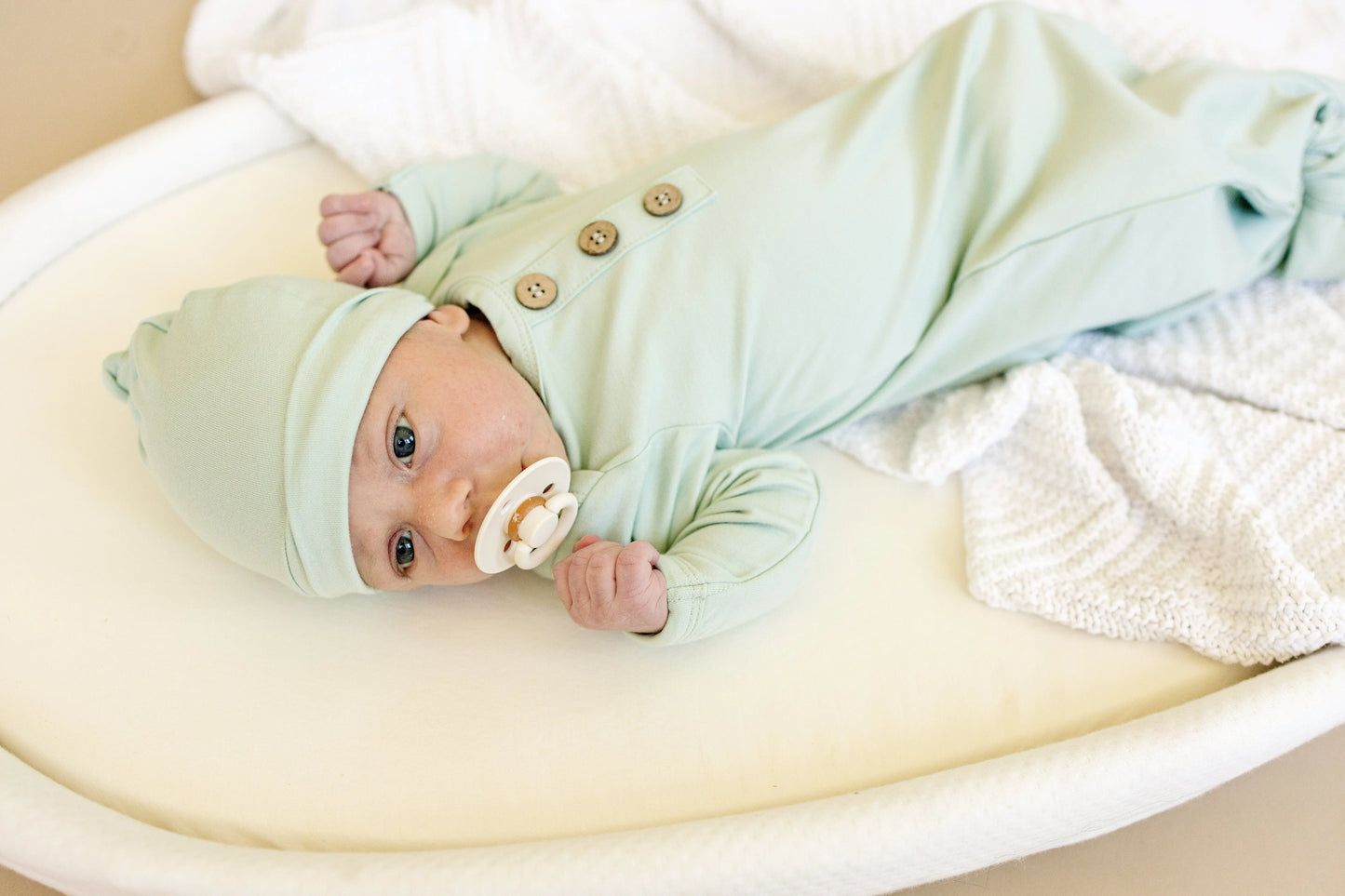 Little Joy Co. Newborn Bamboo Gown And Hat Set By Little Joy Co Boutique - Apparel & Accessories > Clothing > Baby & Toddler Clothing > Baby One-Pieces