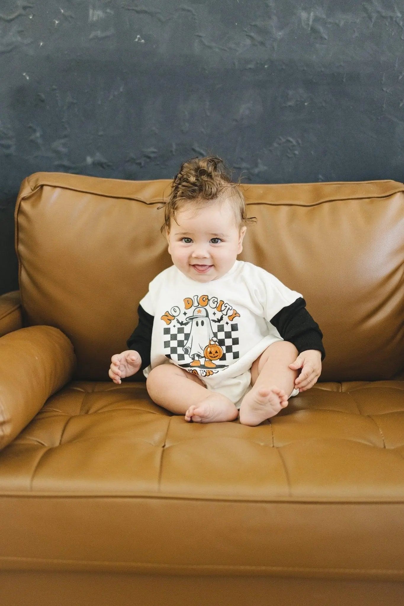 Little Joy Co. No Diggity Bout to Bag It Up Sweatshirt Romper Halloween -