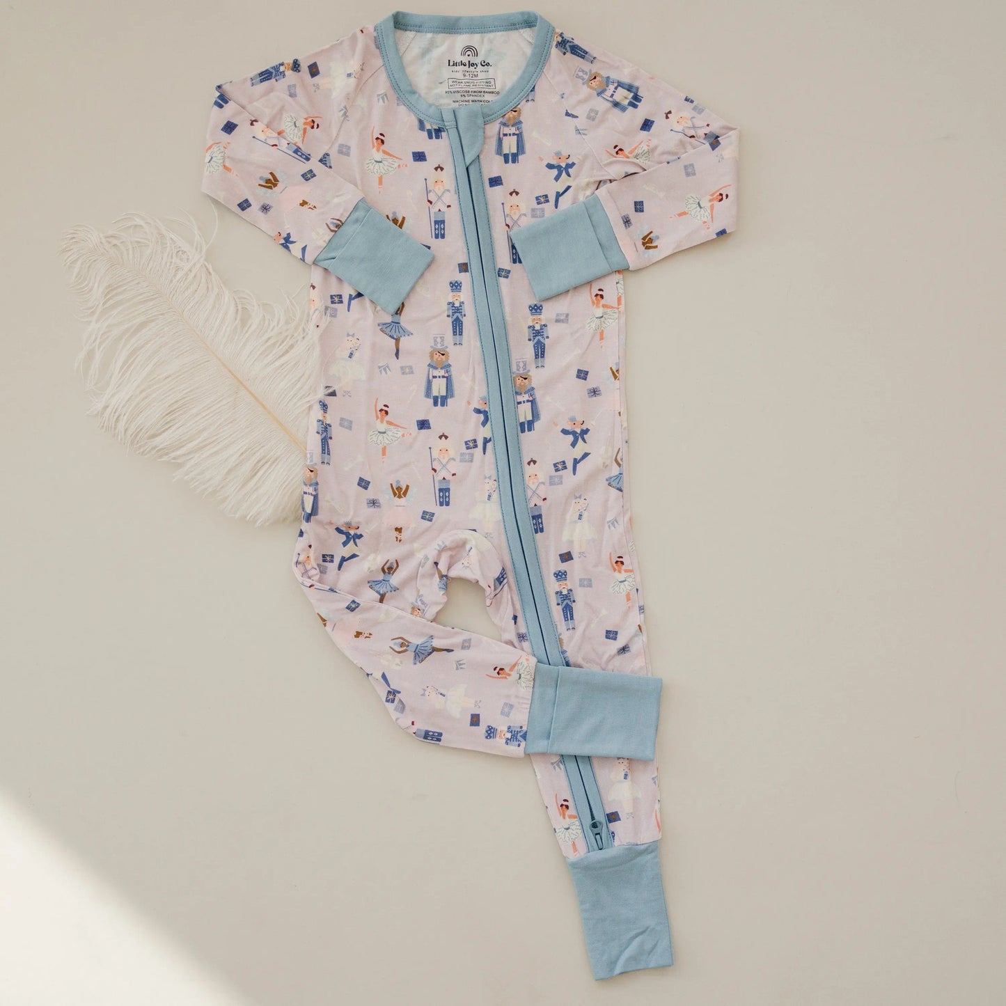Little Joy Co. Nutcracker Print Bamboo Zippy Romper for Babies Deluxe - Apparel & Accessories > Clothing > Baby & Toddler Clothing > Baby & Toddler Sleepwear