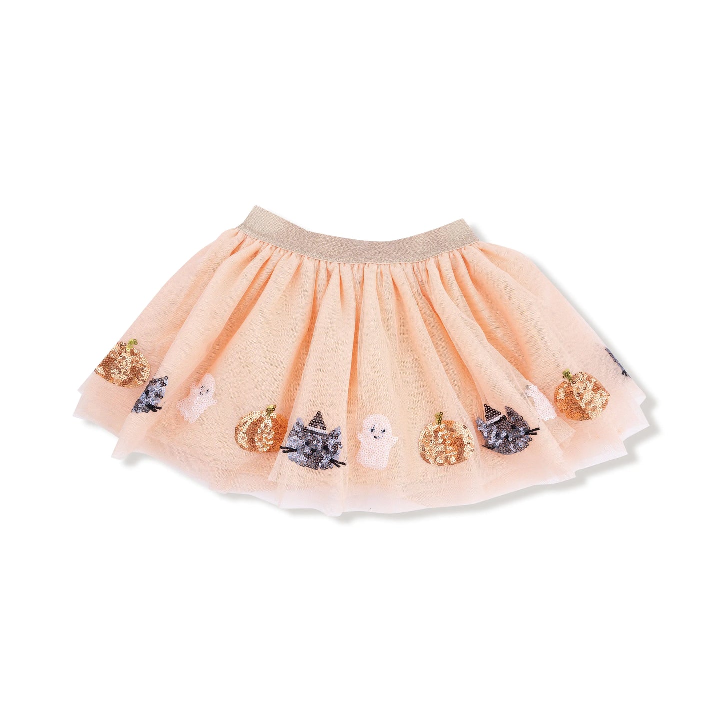 Angel Dear Orange Halloween Tutu Skirt With Sequin Cat Ghost Appliques - Apparel & Accessories > Clothing > Baby & Toddler Clothing > Baby & Toddler Bottoms > Skirts 594O
