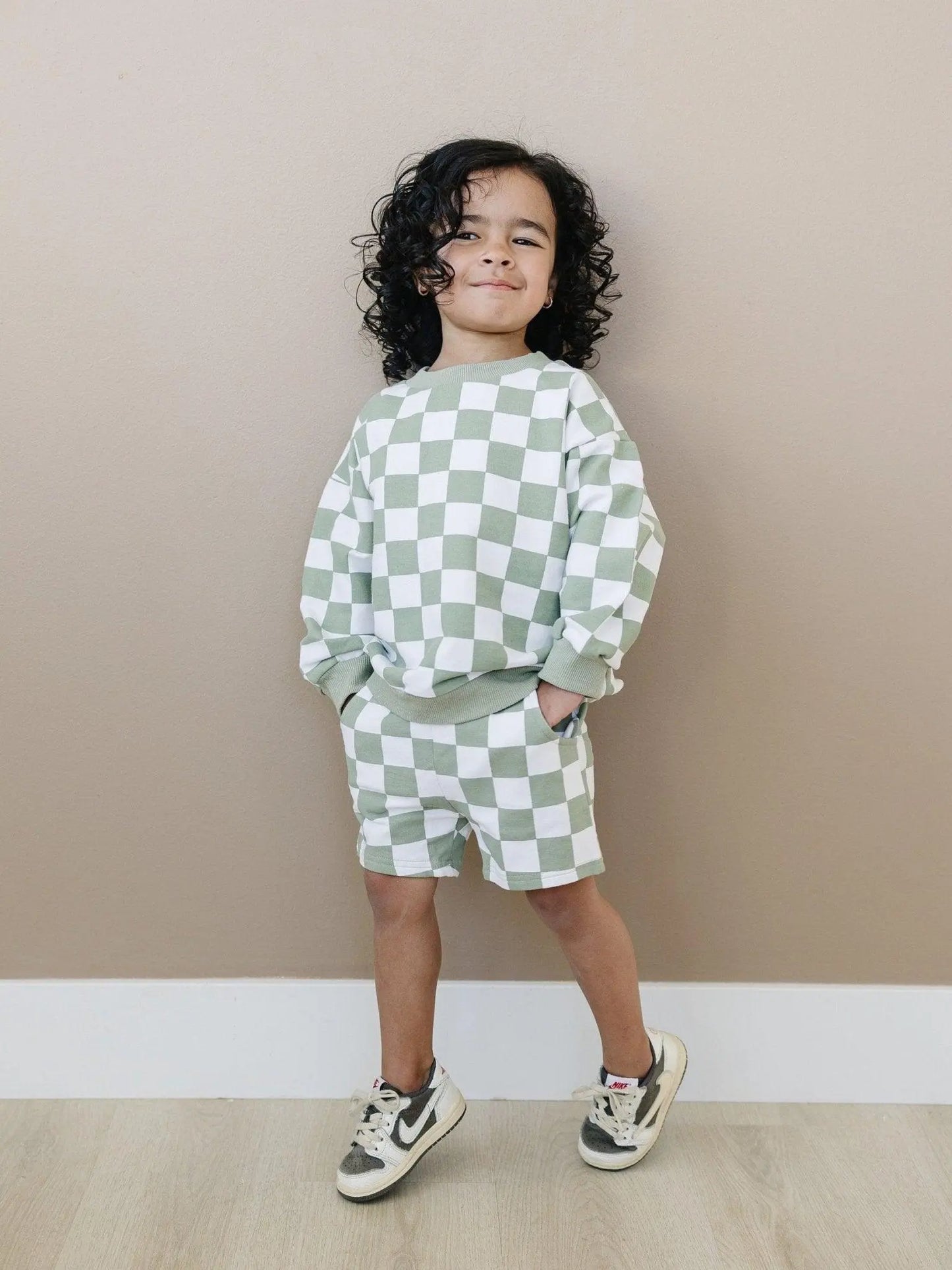 Little Joy Co. Organic Cotton Checkered Crewneck and Shorts Set for Kids - Apparel & Accessories > Clothing > Baby & Toddler Clothing > Baby & Toddler Outfits