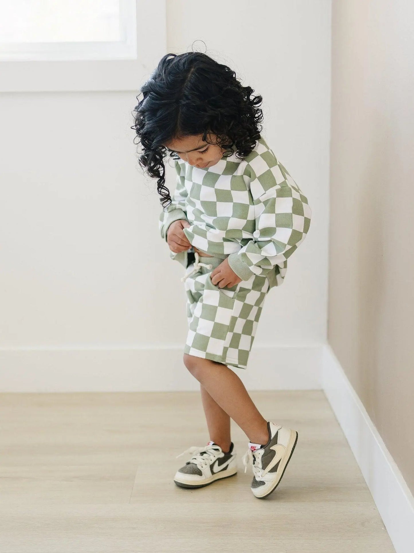 Little Joy Co. Organic Cotton Checkered Crewneck and Shorts Set for Kids - Apparel & Accessories > Clothing > Baby & Toddler Clothing > Baby & Toddler Outfits