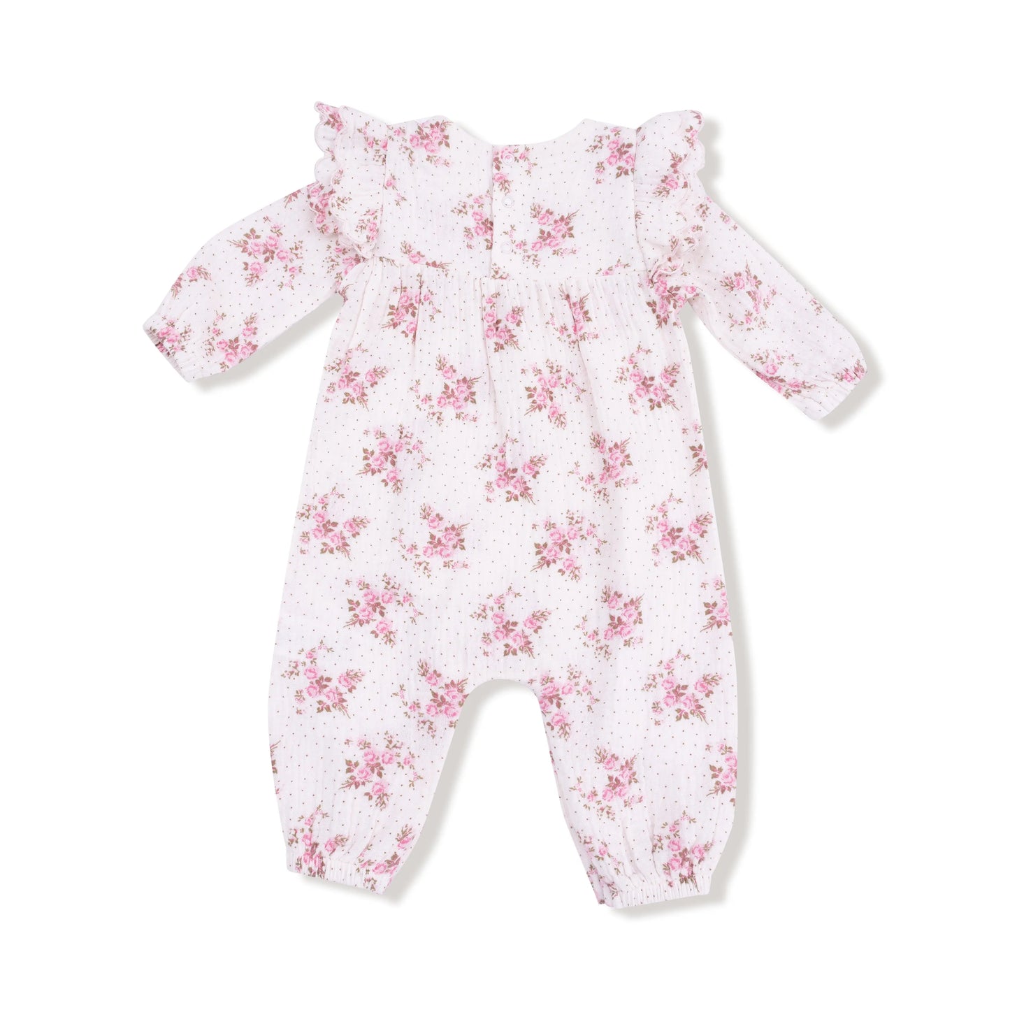 Angel Dear Organic Cotton Muslin Petal Ruffle Long Sleeve Romper - Apparel & Accessories > Clothing > Baby & Toddler Clothing > Baby One-Pieces 935