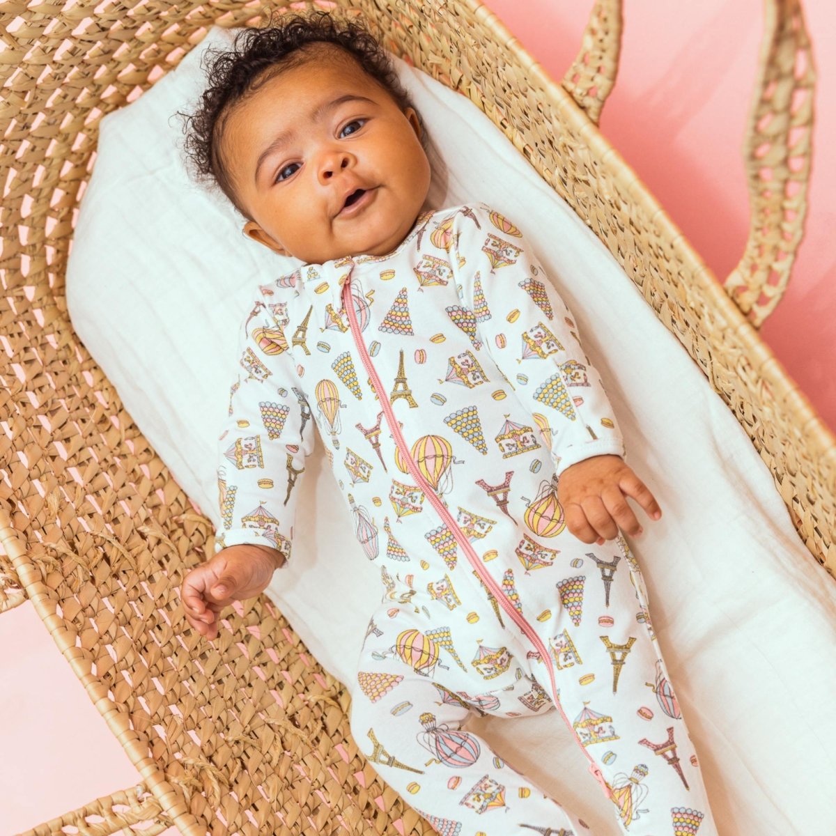 Norani Baby Organic Footie Paris Zippered Newborn Onesie Deluxe - Everetts Place Boutique -