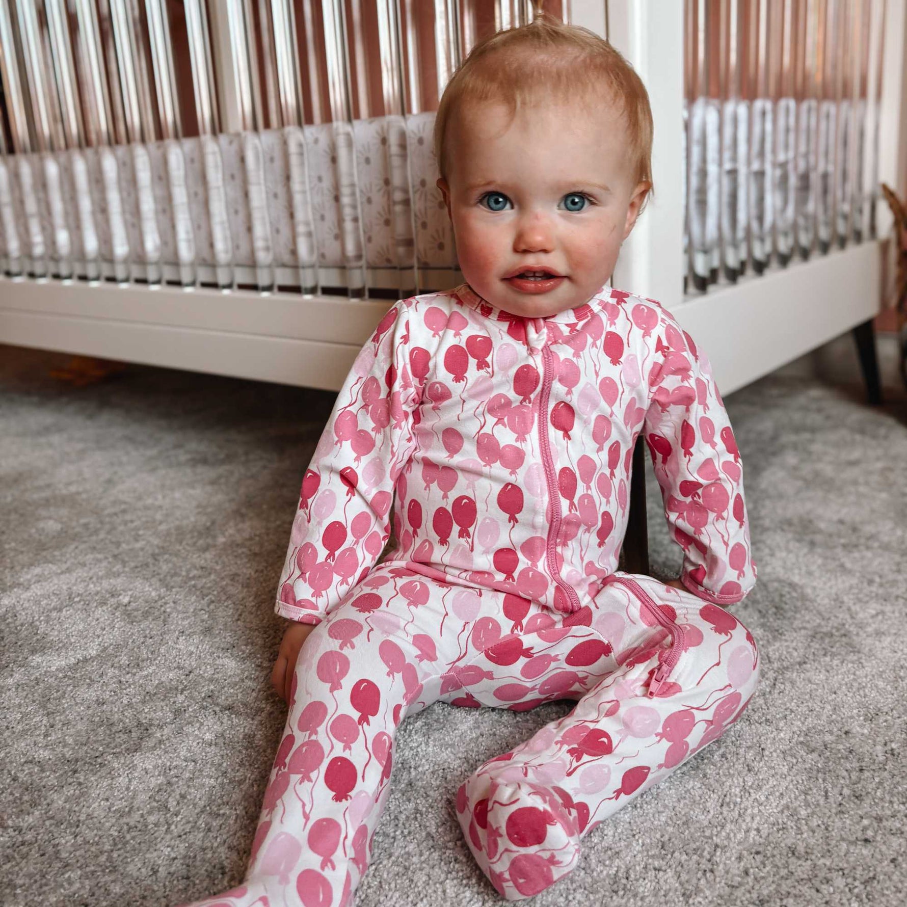 Organic Footie Pink Balloons Baby Onesie Newborn Wear Norani Baby Everetts Place: Online Boutique