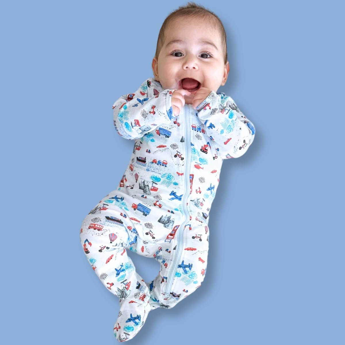 Norani Baby Organic Footie Transportation Baby Onesie Norani Baby - Everetts Place Boutique -