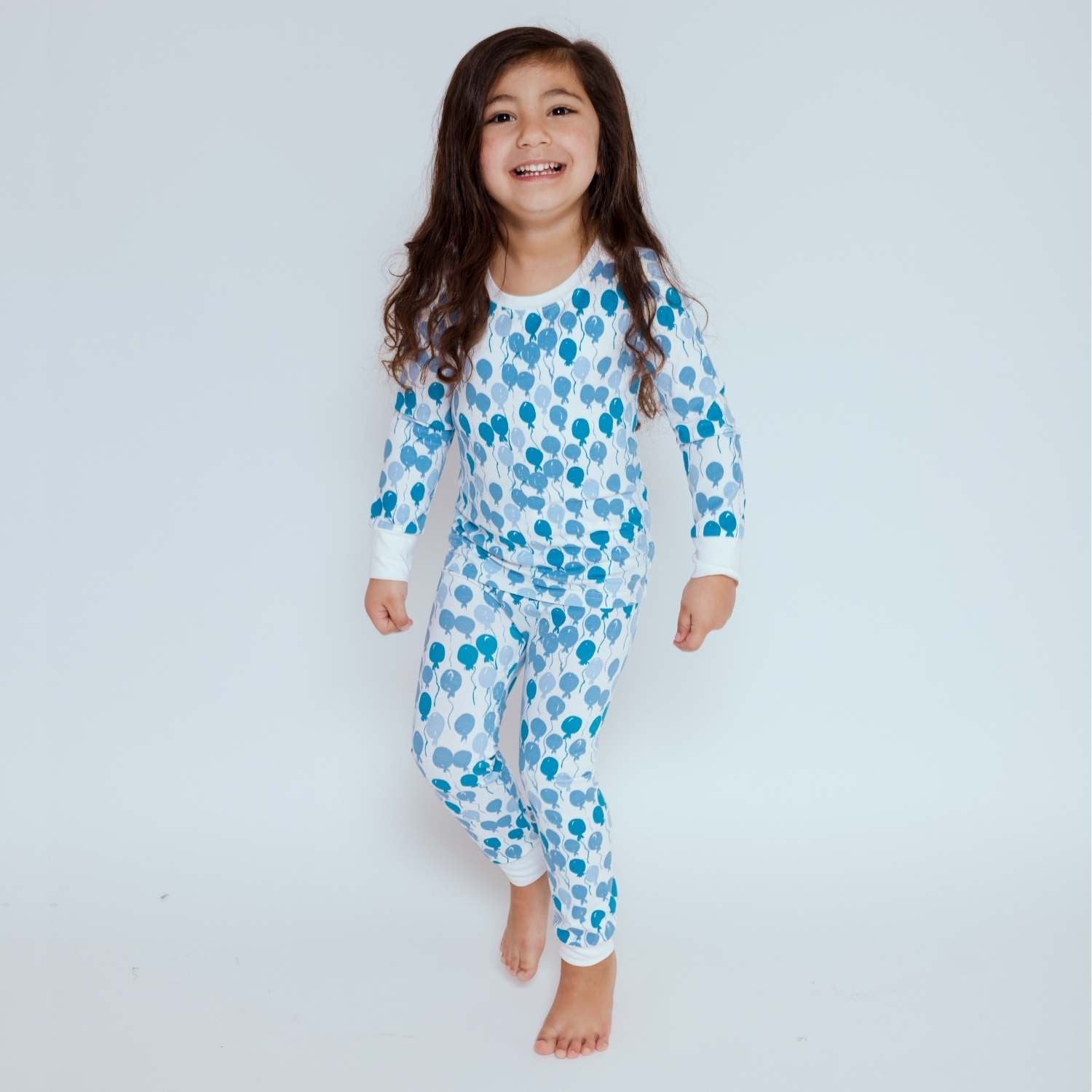 Norani Baby Organic Kids Pajamas Blue Balloons Soft Cotton Nightwear - Everetts Place Boutique -