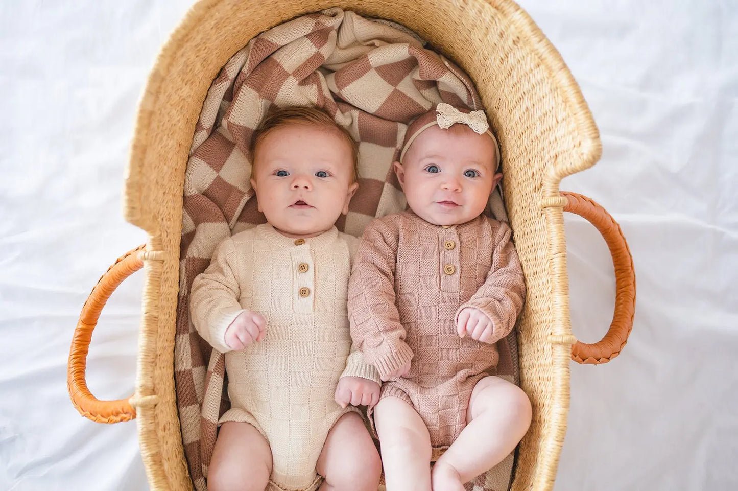 Organic Knit Bodysuit- Cream Checker Harp Angel Boutique