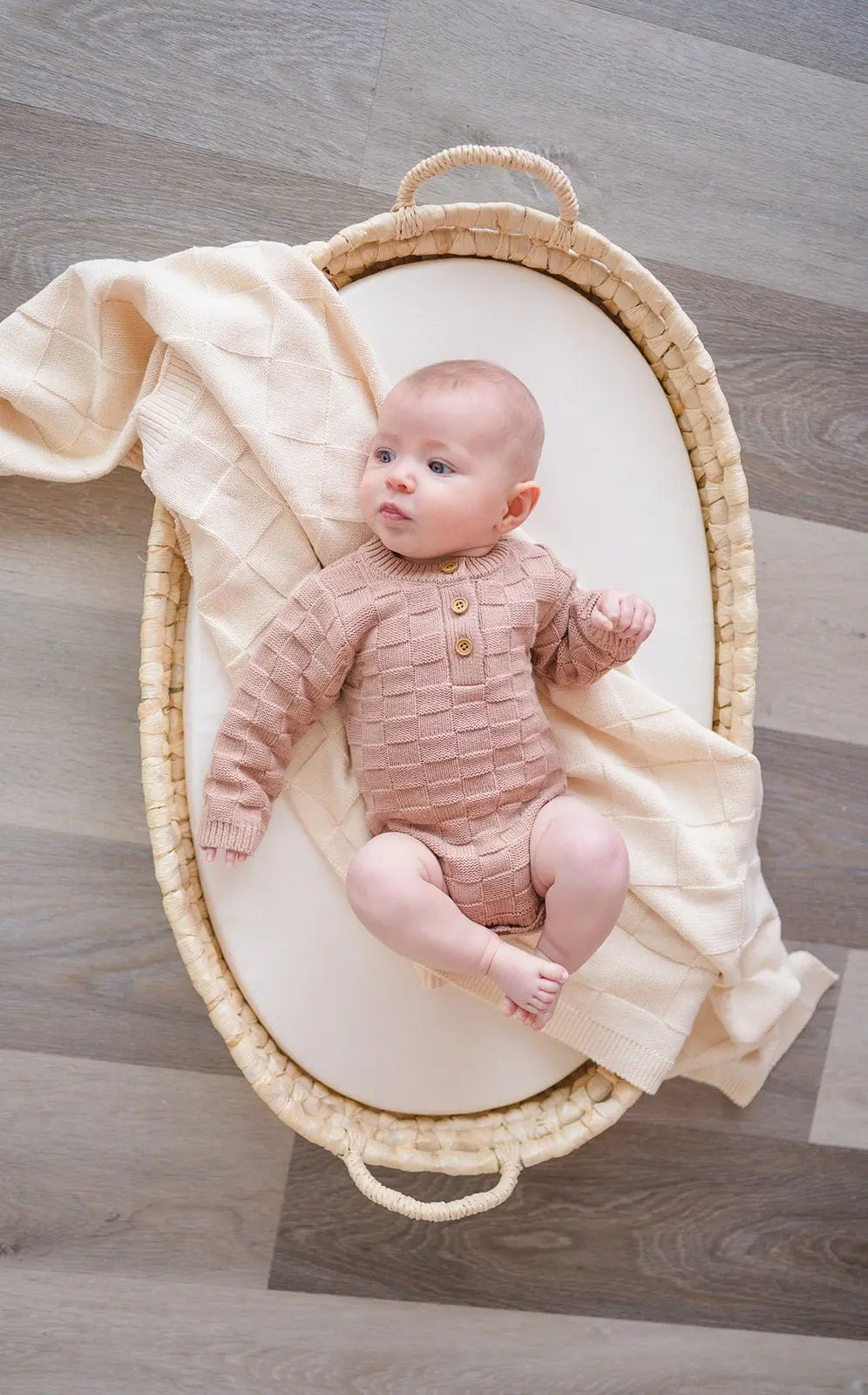 Organic Knit Bodysuit- Mocha Checker Harp Angel Boutique