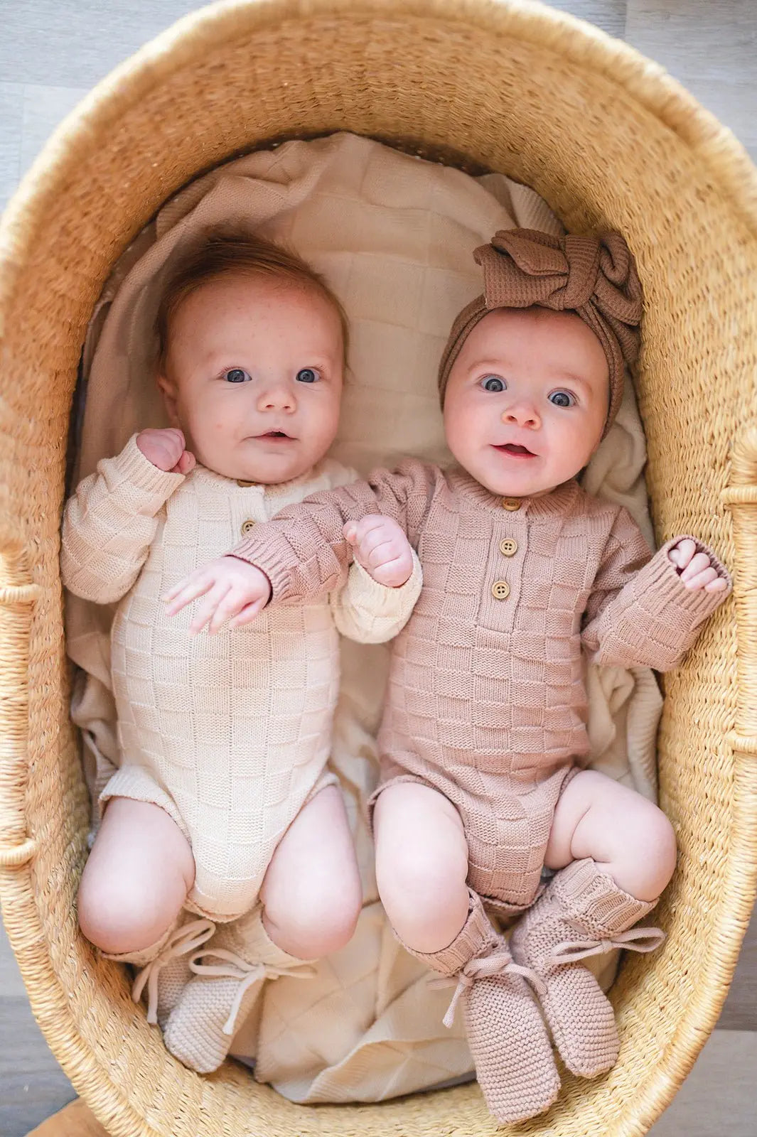 Organic Knit Bodysuit- Mocha Checker Harp Angel Boutique