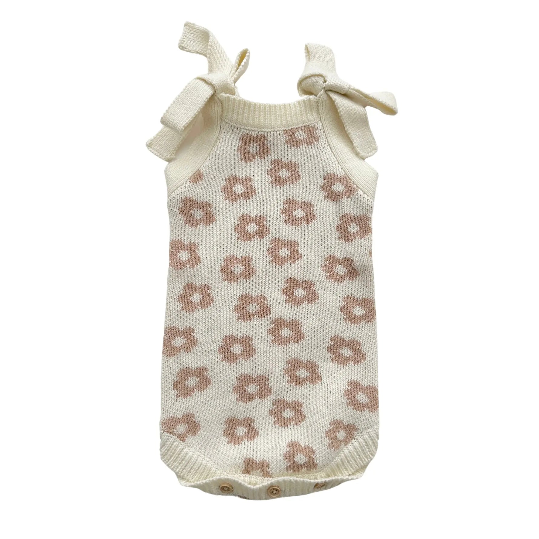Harp Angel Boutique Organic Knit Romper with Daisy Design for Comfortable Infants - Apparel & Accessories > Clothing > Baby & Toddler Clothing > Baby & Toddler Outfits Bodysuit