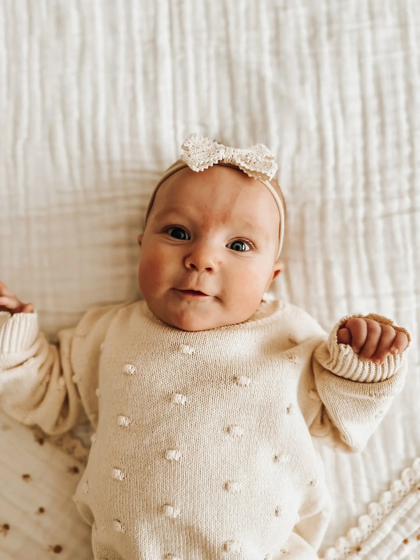Organic Knit Sweater - Cream Pom Harp Angel Boutique
