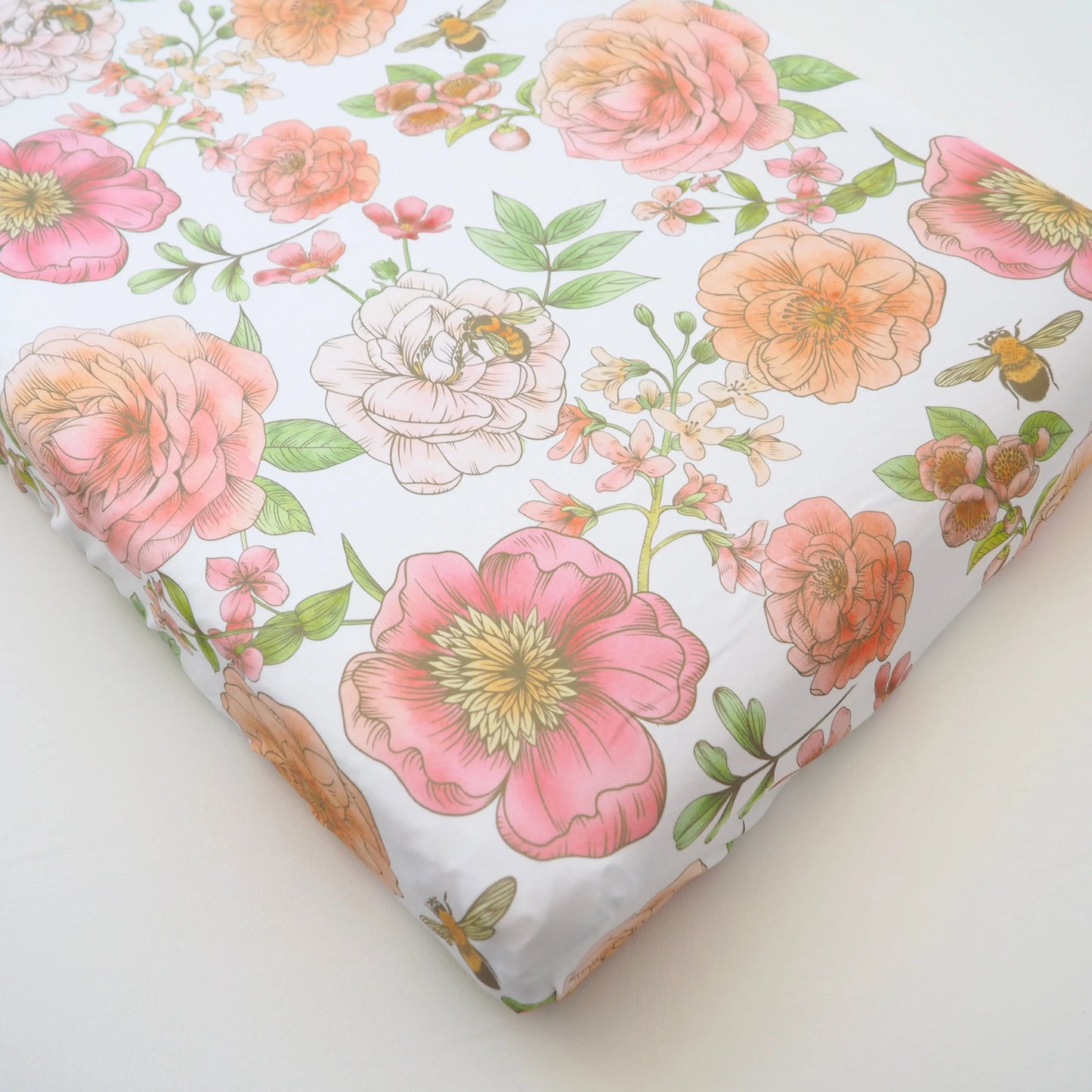 Changing Pad Cover - Botanical Floral Honey Lemonade