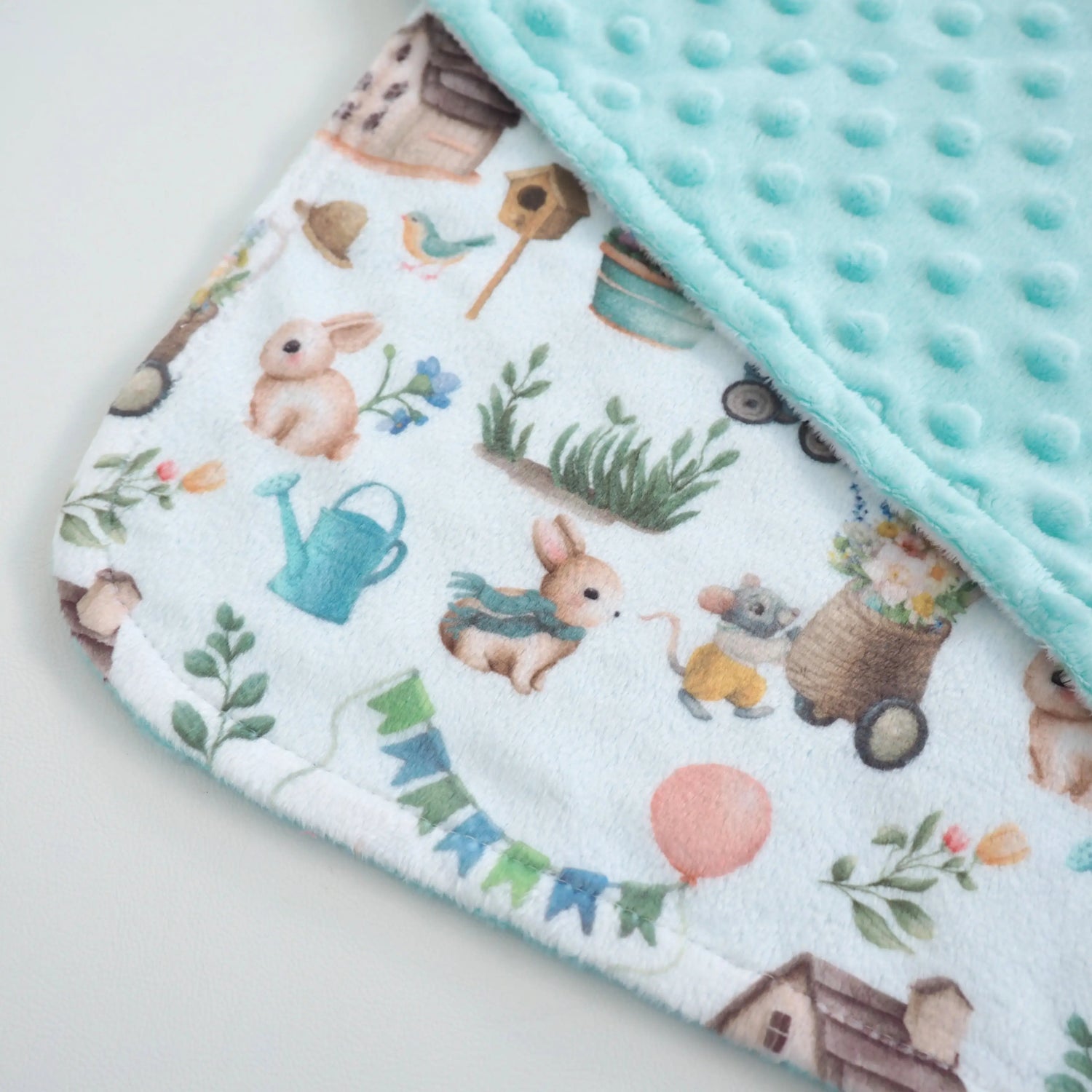 Honey Lemonade Mini Minky Bunnies Blanket for Toddlers Perfect for On-the-Go Comfort - Baby & Toddler Mini Minky