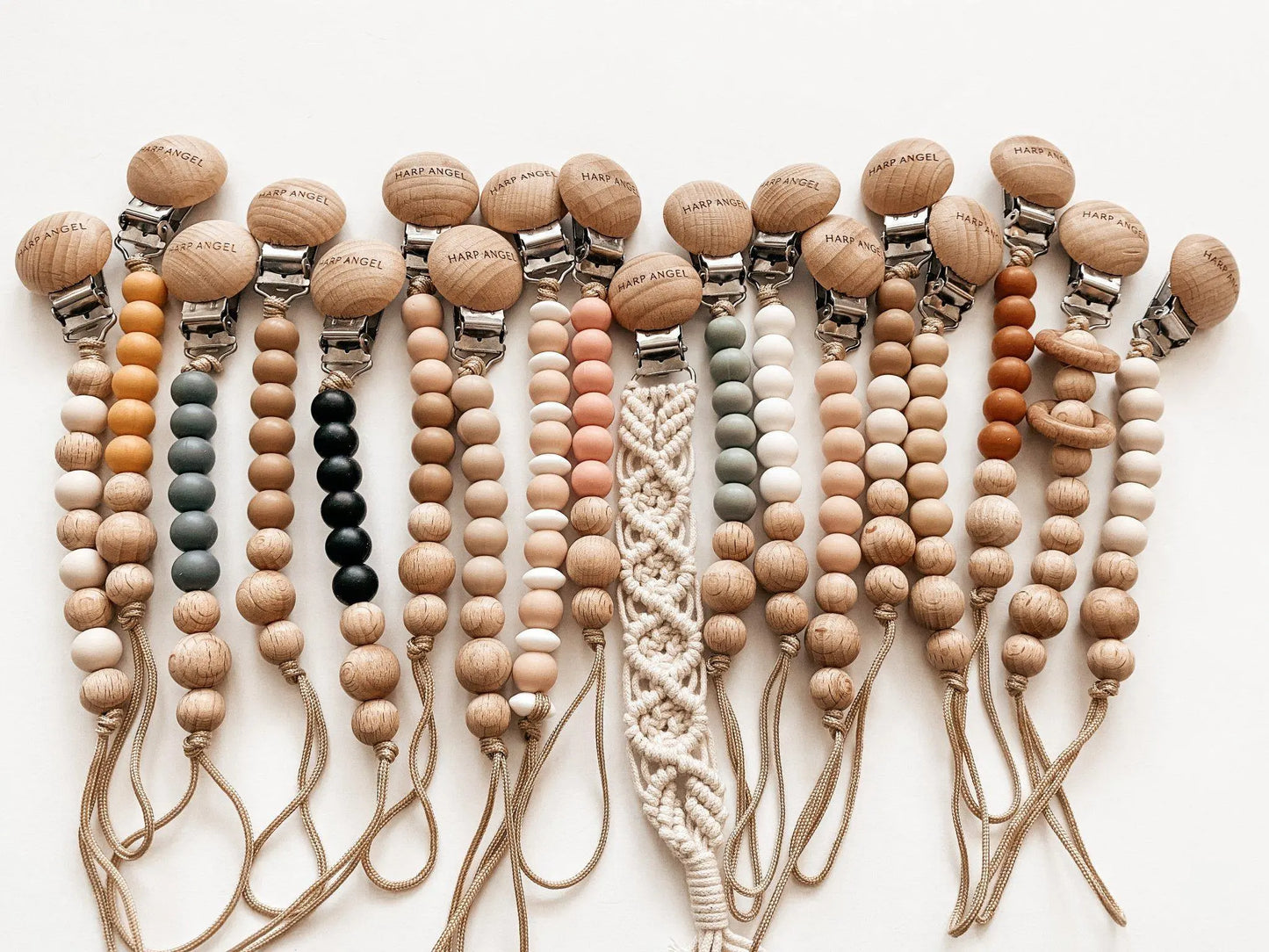 Pacifier Clip Harper (Camel & Cream) Harp Angel Boutique