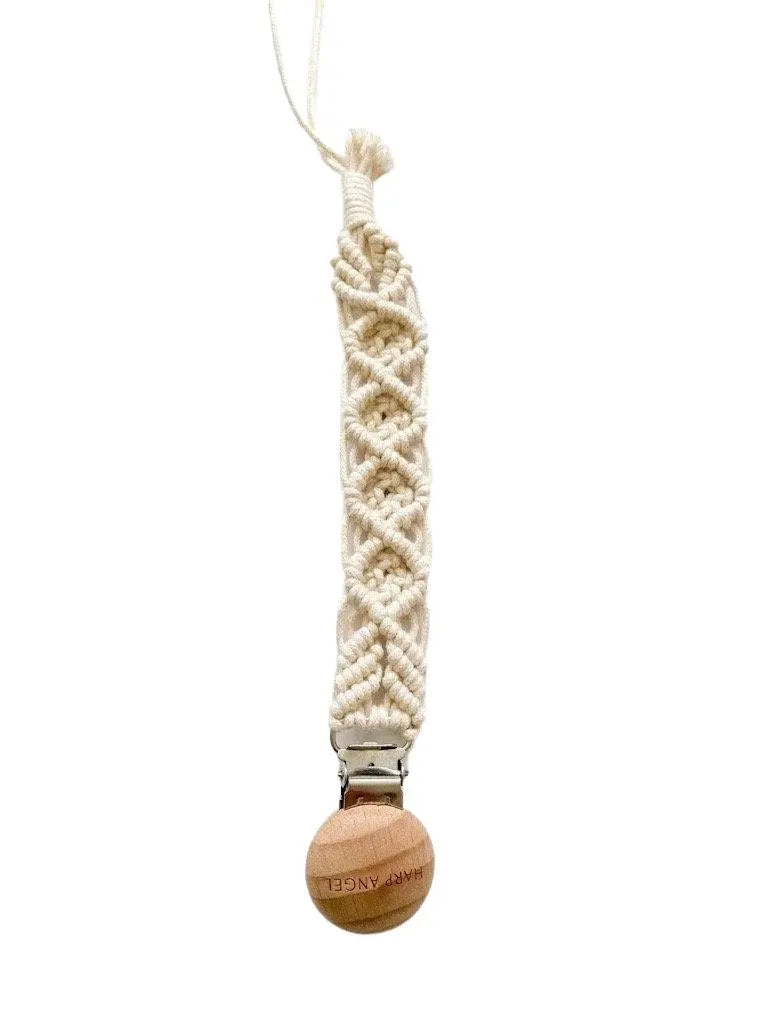 Pacifier Clip Macrame Harp Angel Boutique
