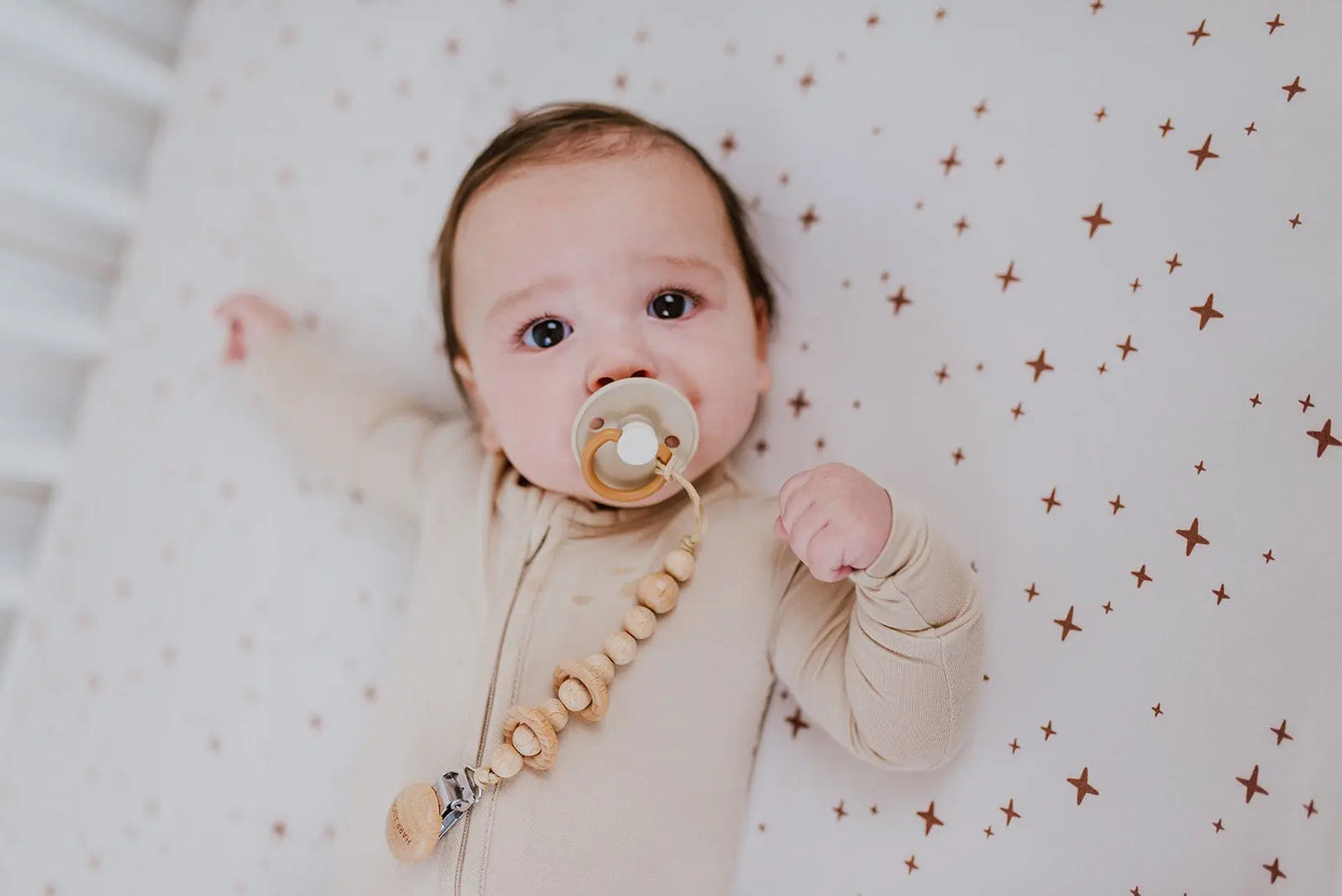 Pacifier Clip Wood Rattle Harp Angel Boutique