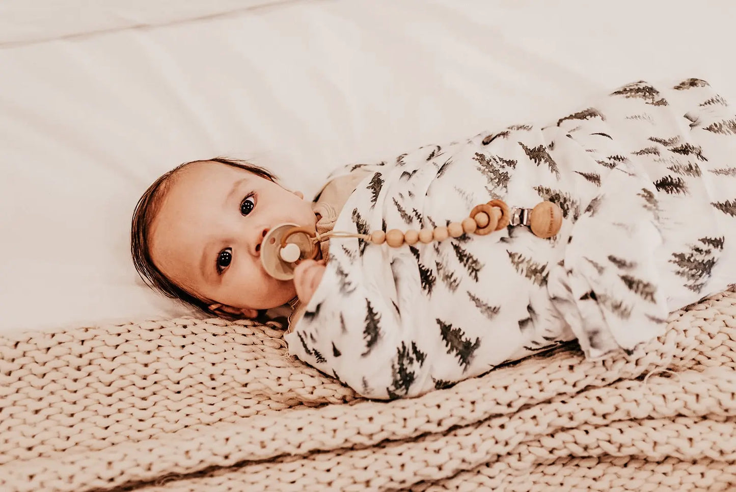 Pacifier Clip Wood Rattle Harp Angel Boutique