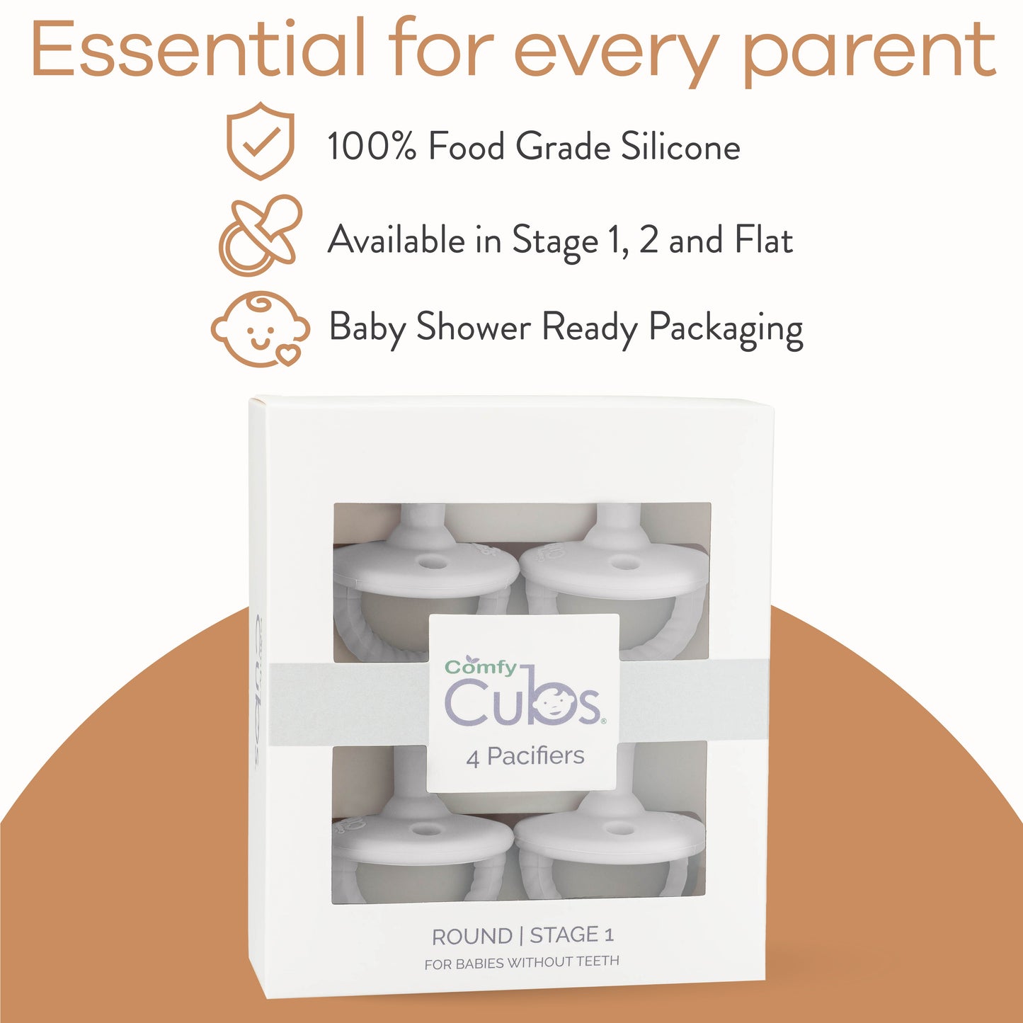 Pacifiers White 4 Pack Silicone BPA Free Baby Safe Comfy Cubs Everetts Place: Online Boutique