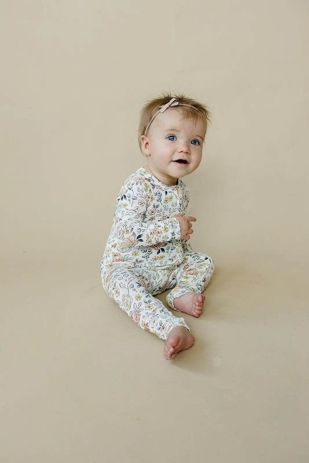 Pastel Petals Modal Zippy Romper For Baby With Feet Little Joy Co. Everetts Place: Online Boutique