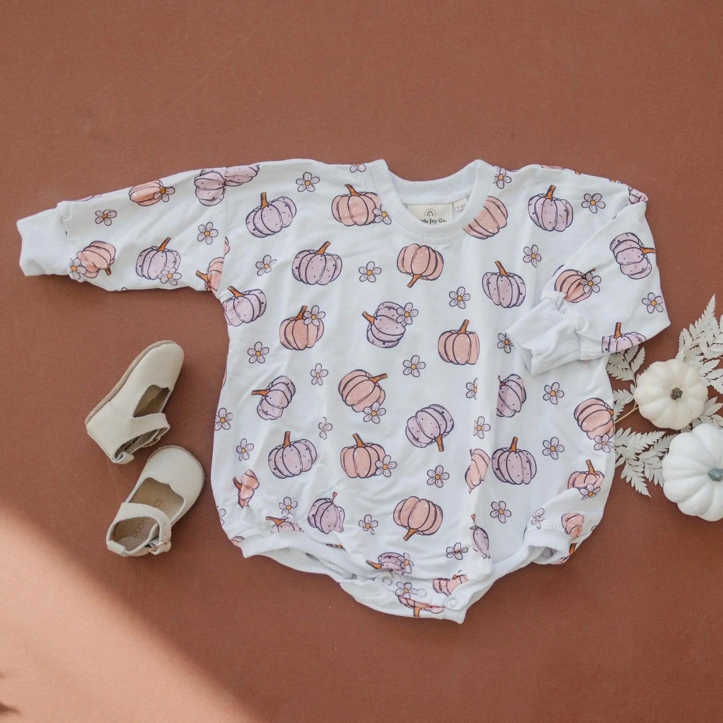 Pastel Pumpkins Bamboo Bubble Romper For Newborns Toddlers Little Joy Co. Everetts Place: Online Boutique
