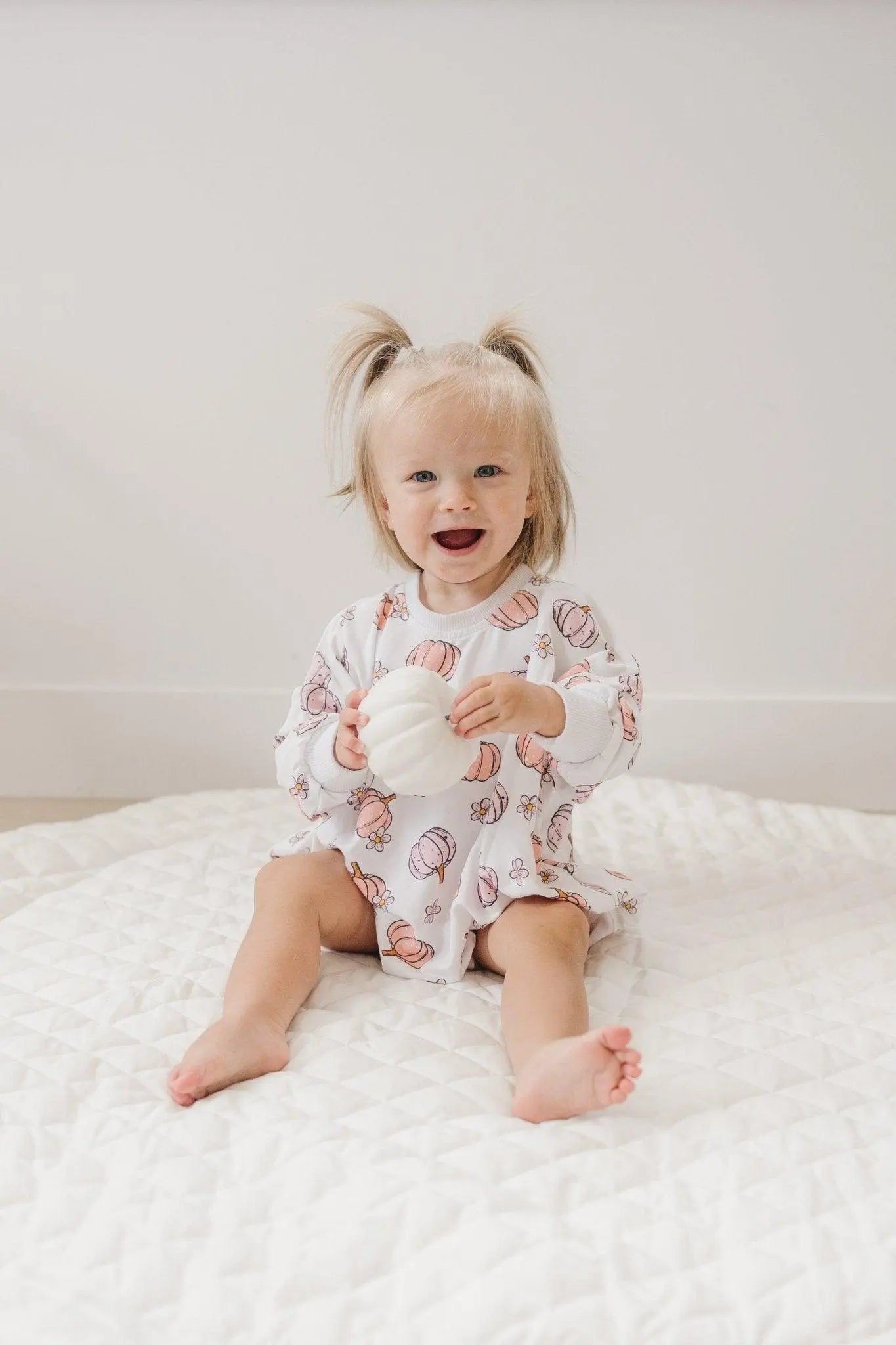 Pastel Pumpkins Bamboo Bubble Romper For Newborns Toddlers Little Joy Co. Everetts Place: Online Boutique