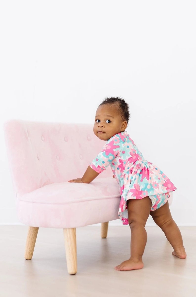 Mila & Rose ® Petal Perfection Three Quarter Sleeve Twirl Baby Bodysuit - Everetts Place Boutique -