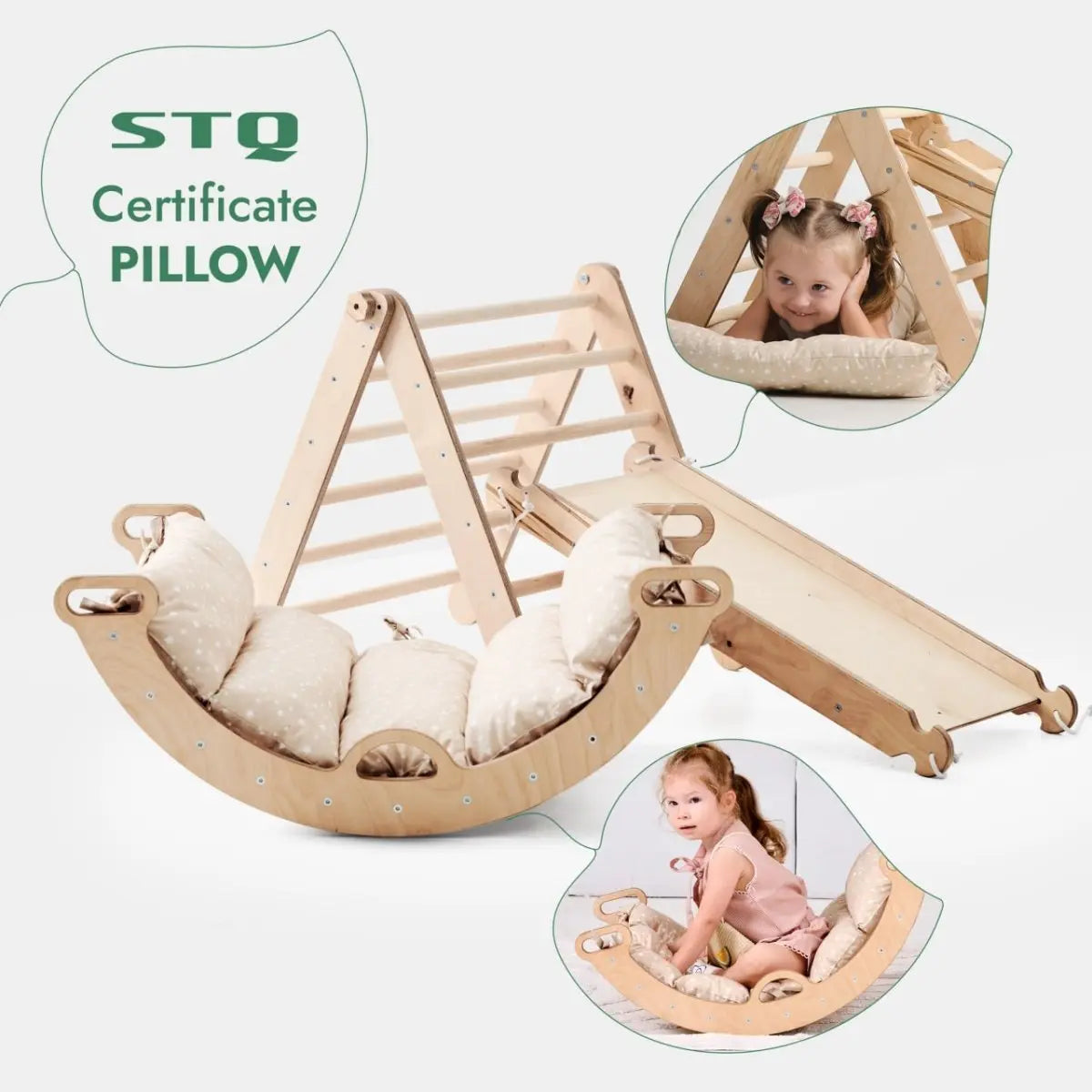 Pikler Triangle Set for Toddlers Climbing Arch Slide Board and Cushion Goodevas Everetts Place: Online Boutique