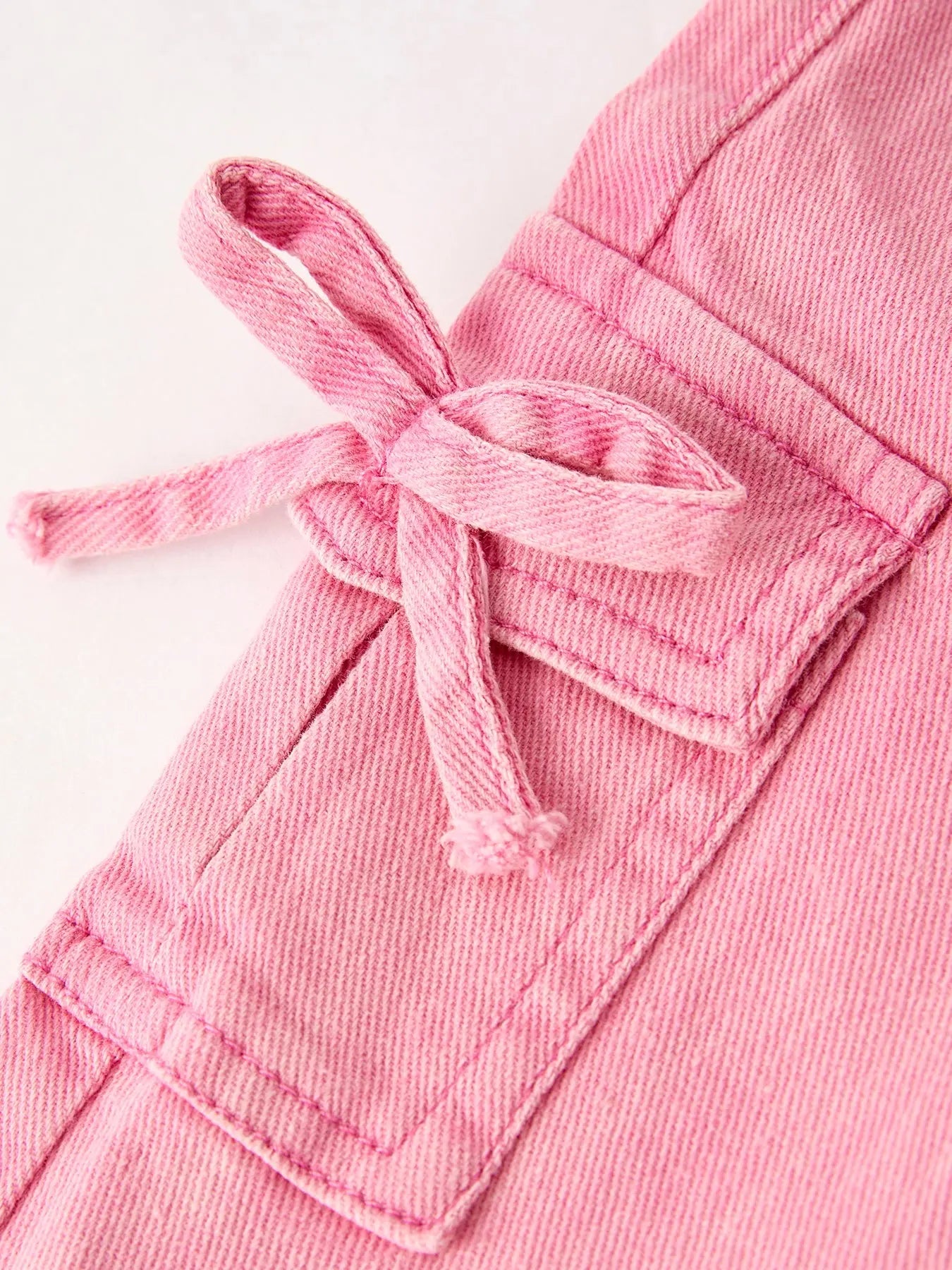 Pink Bell Bottom Jeans with Frayed Hem and Cargo Pockets Rylee Faith Designs Everetts Place: Online Boutique