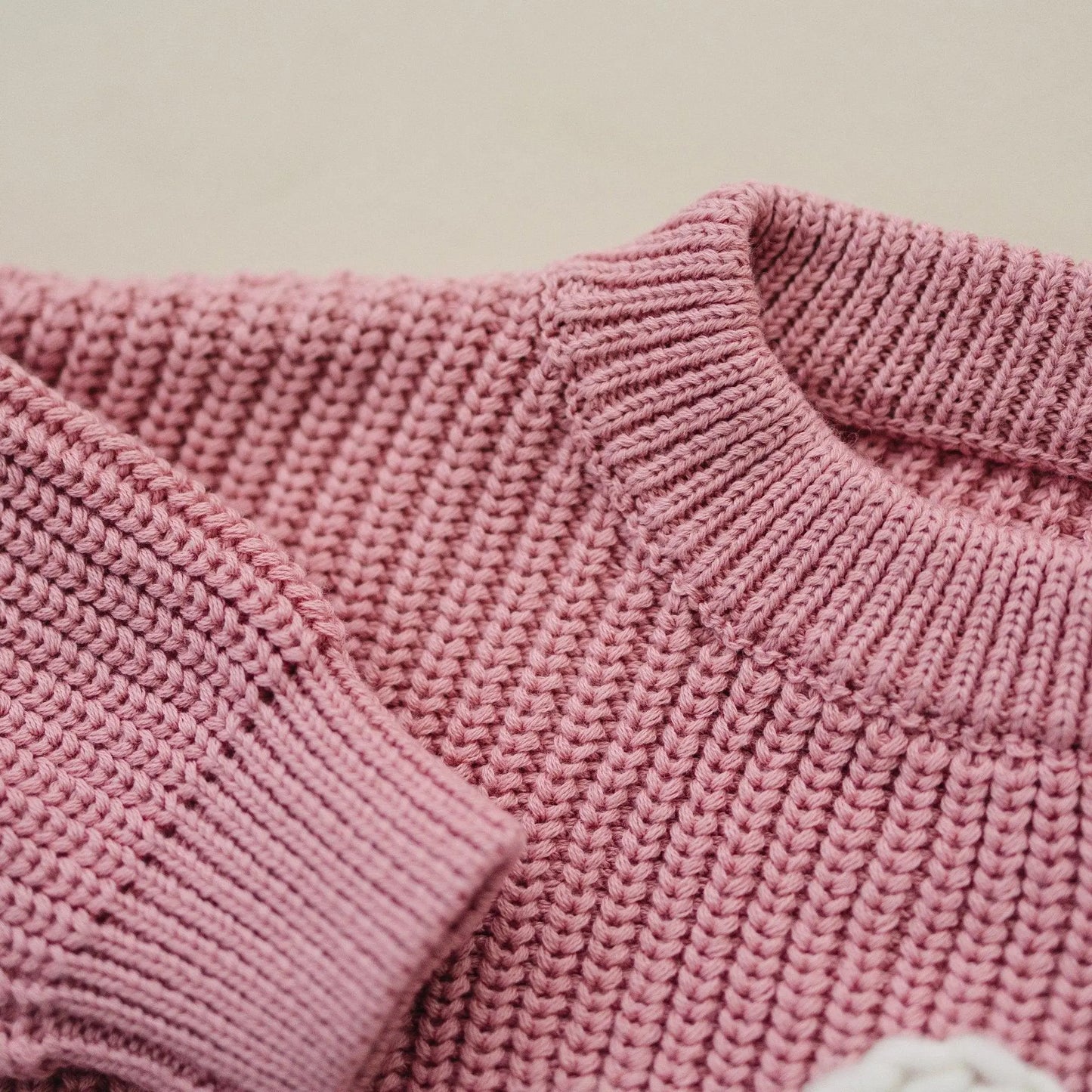Pink Daisy Hand Embroidered Baby Sweater For Newborns Little Joy Co. Everetts Place: Online Boutique