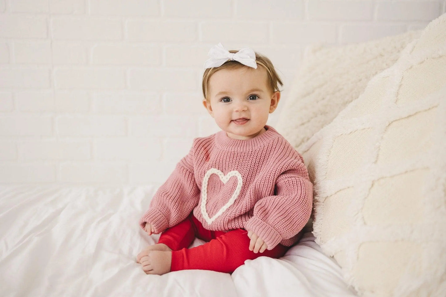 Pink Heart Hand Embroidered Sweater Little Joy Co. Everetts Place: Online Boutique