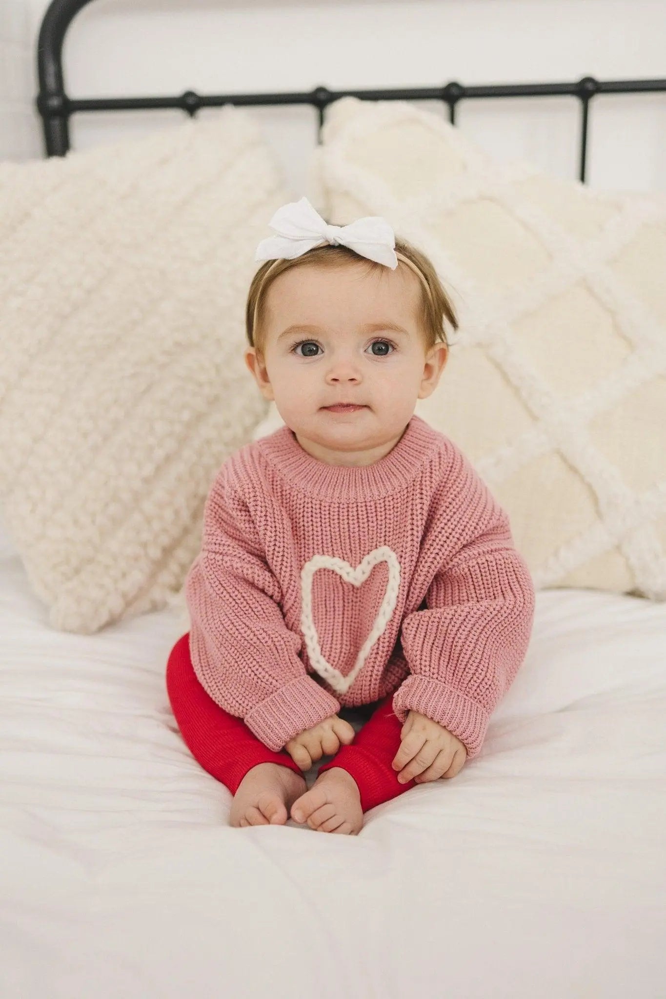 Pink Heart Hand Embroidered Sweater Little Joy Co. Everetts Place: Online Boutique