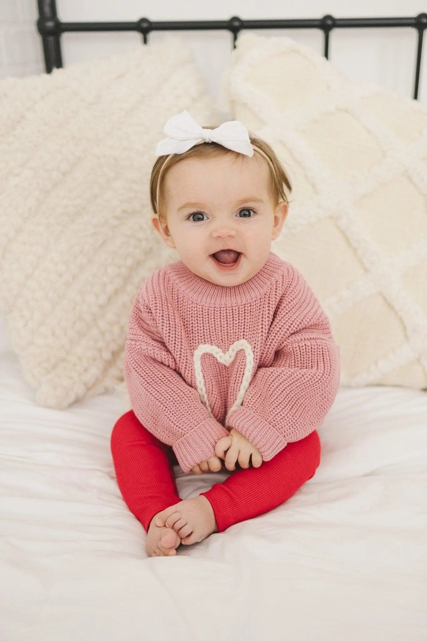 Pink Heart Hand Embroidered Sweater Little Joy Co. Everetts Place: Online Boutique
