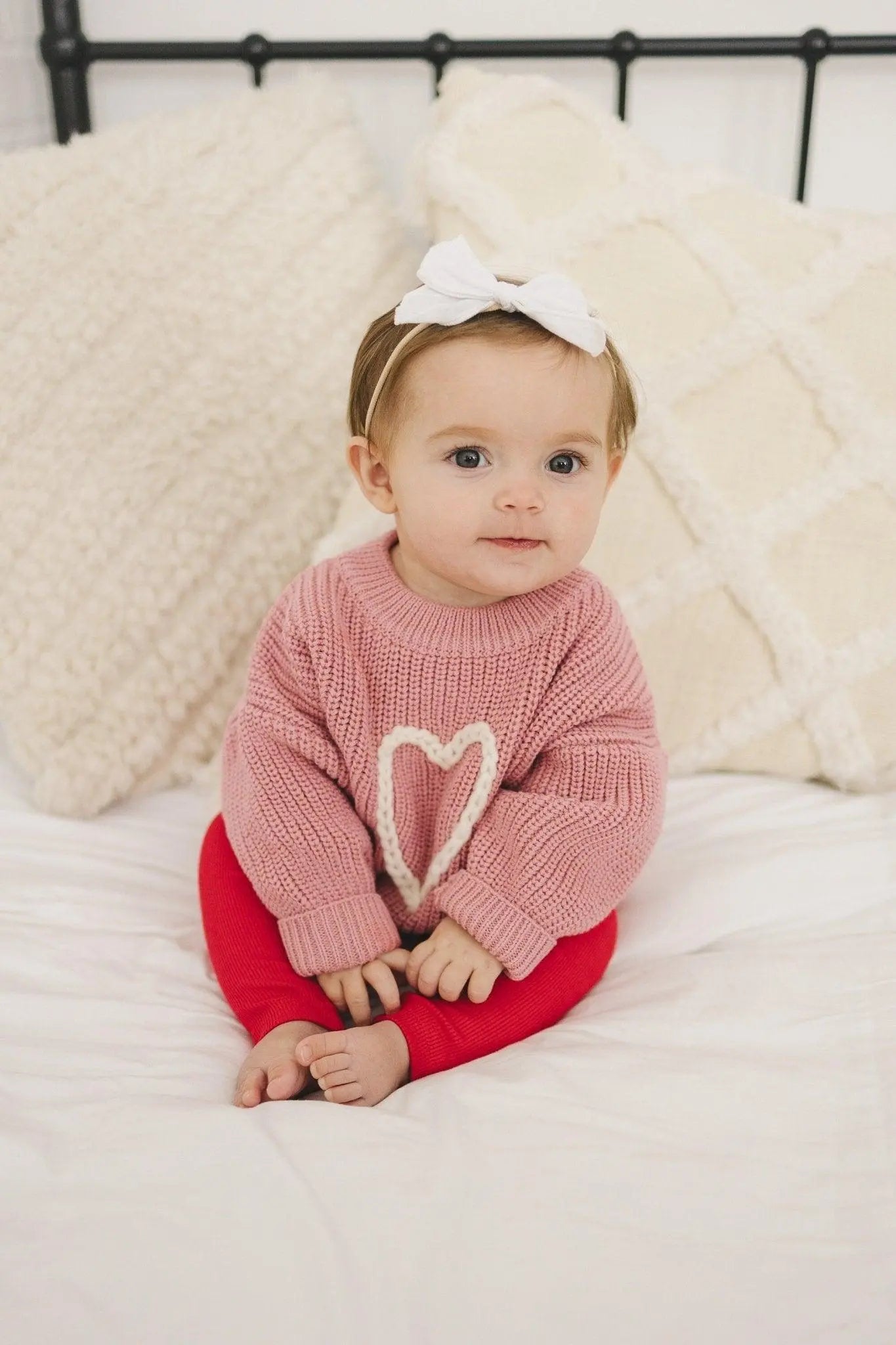 Pink Heart Hand Embroidered Sweater Little Joy Co. Everetts Place: Online Boutique