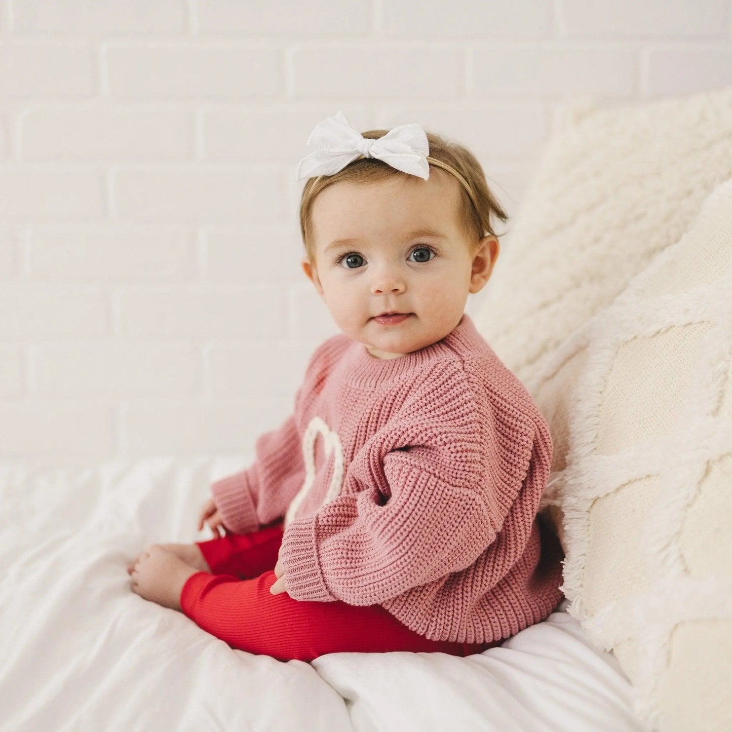 Pink Heart Hand Embroidered Sweater Little Joy Co. Everetts Place: Online Boutique