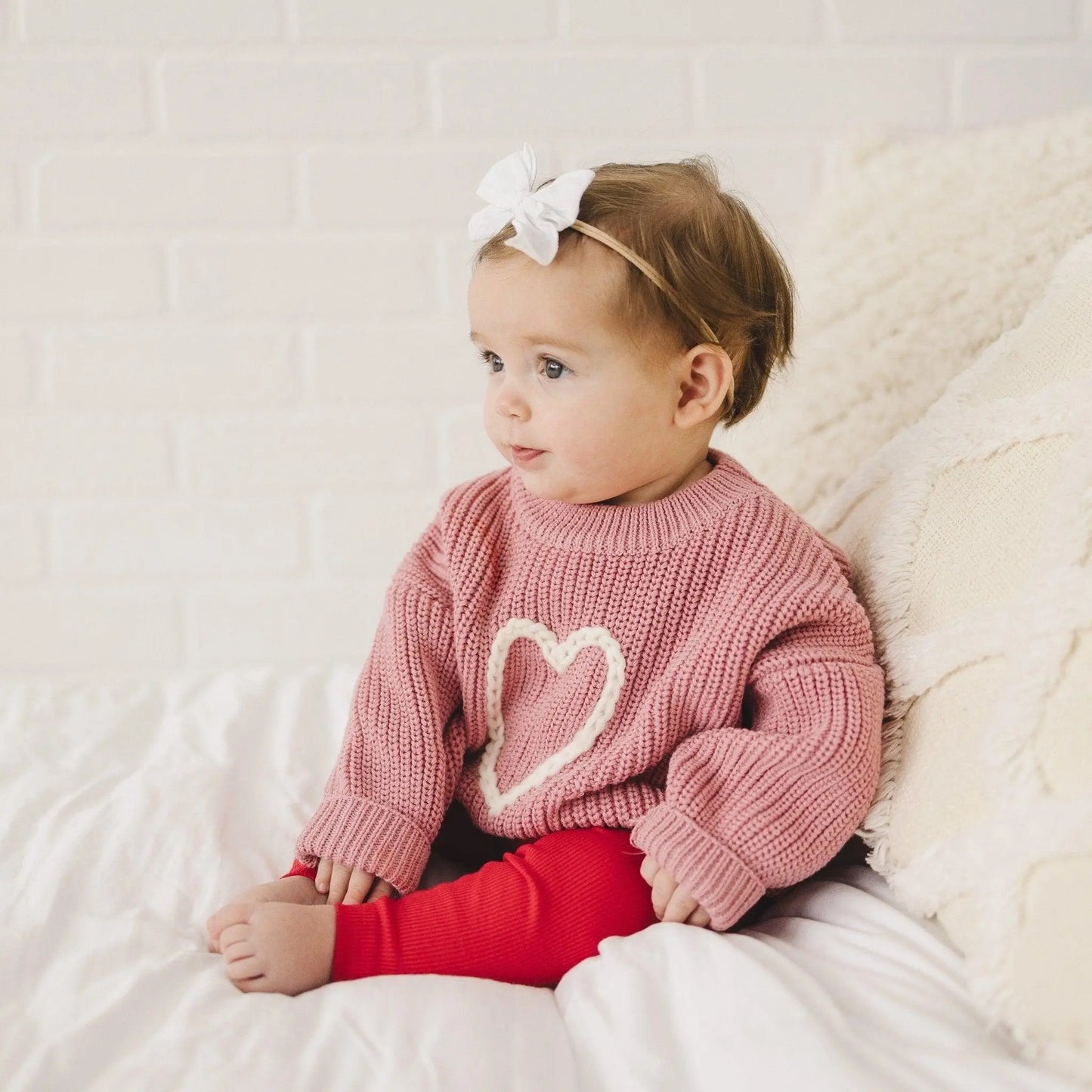 Pink Heart Hand Embroidered Sweater Little Joy Co. Everetts Place: Online Boutique