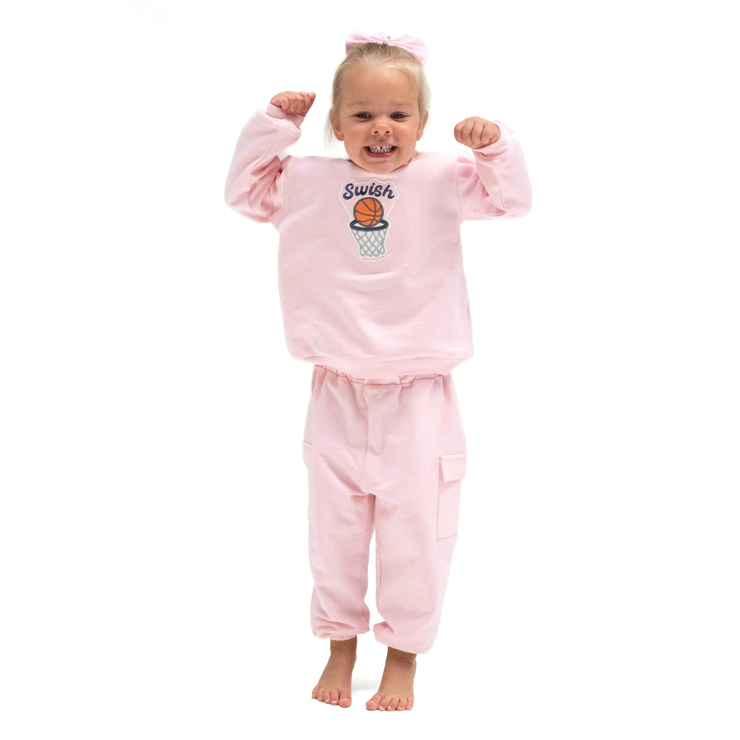 Pink Oversized Sweatshirt for Kids with Basketball Swish Angel Dear Everetts Place: Online Boutique