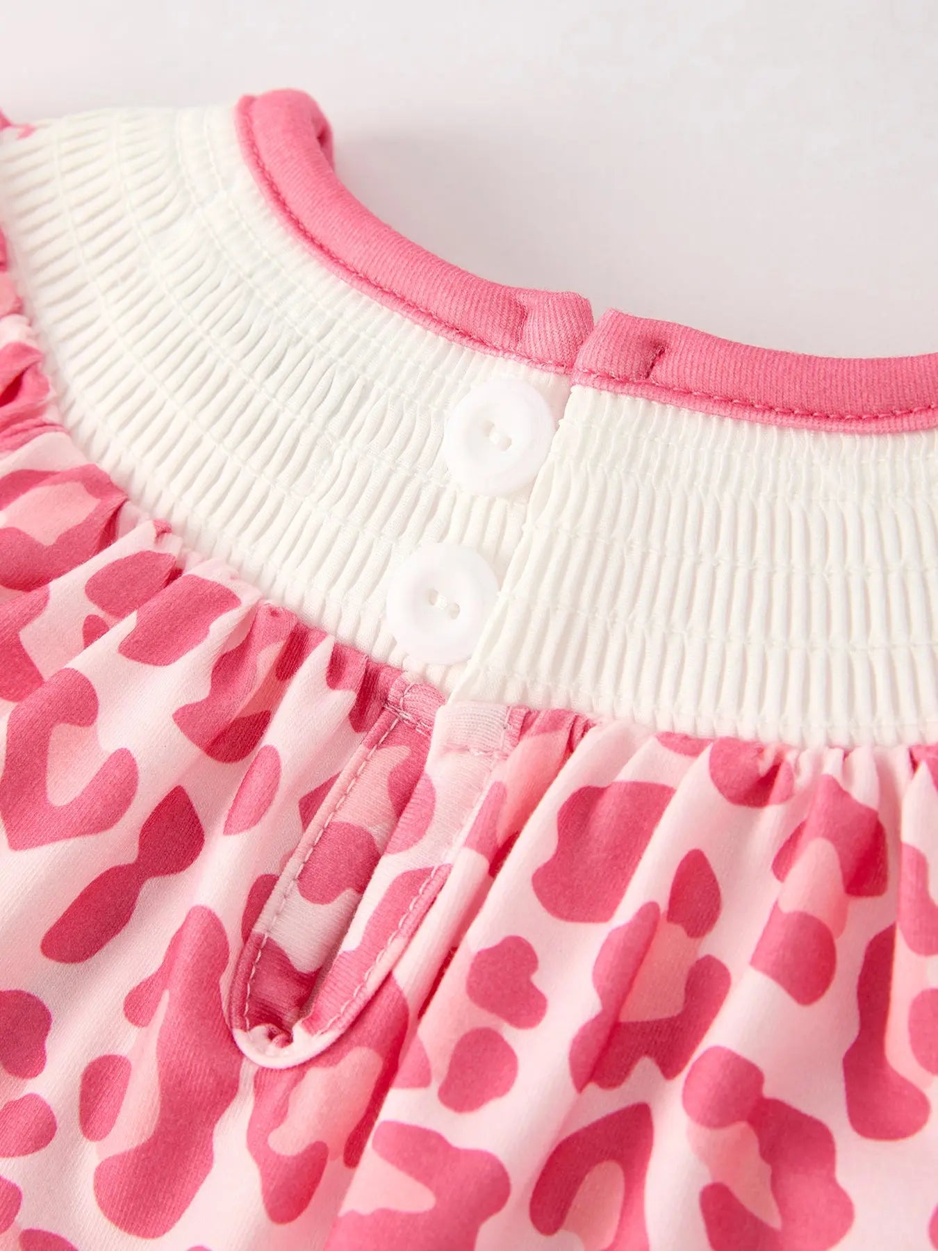 Pink Smocked Church Bishop Christening Leopard Baby Girl Romper Rylee Faith Designs Everetts Place: Online Boutique