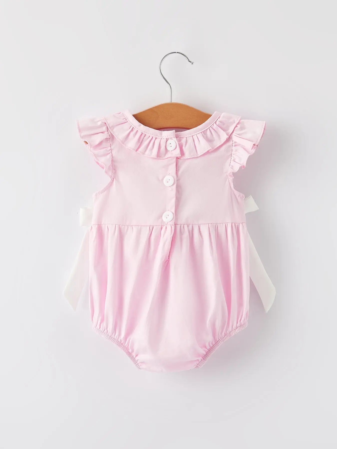 Pink Smocked Church Bishop Christening Romper for Baby Girls Rylee Faith Designs Everetts Place: Online Boutique