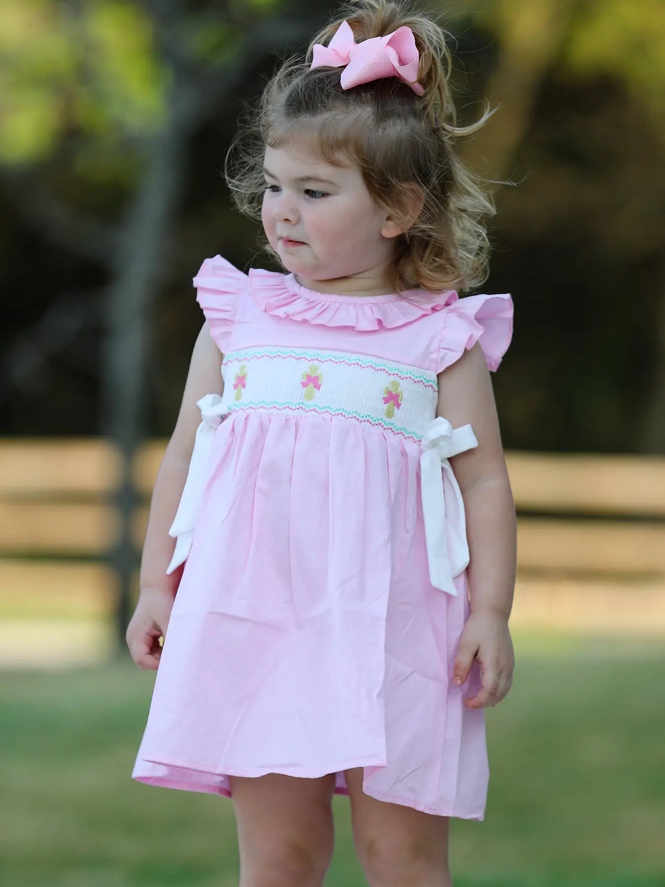 Pink Smocked Church Christ Bishop Christening Dress Rylee Faith Designs Everetts Place: Online Boutique