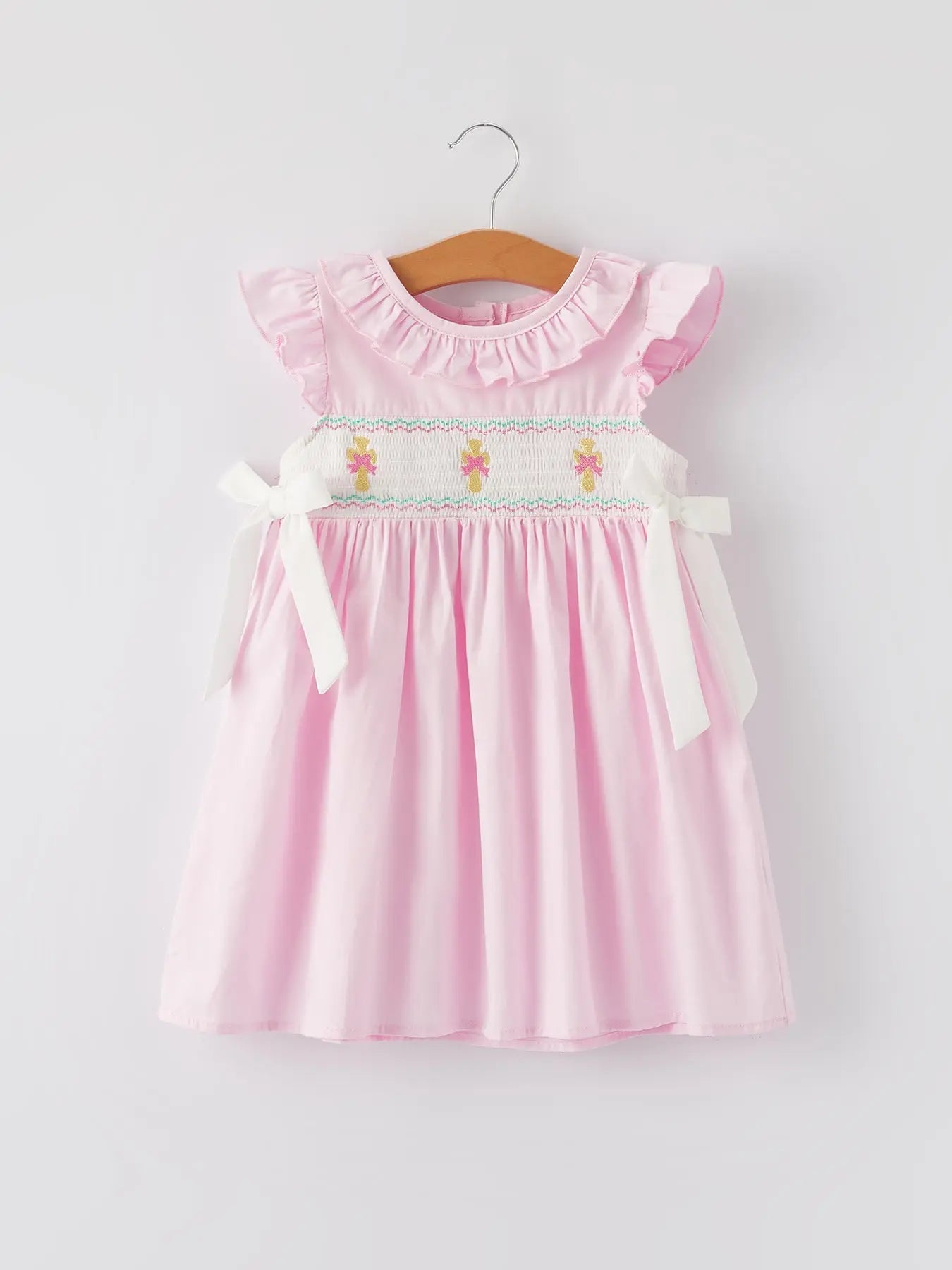 Pink Smocked Church Christ Bishop Christening Dress Rylee Faith Designs Everetts Place: Online Boutique