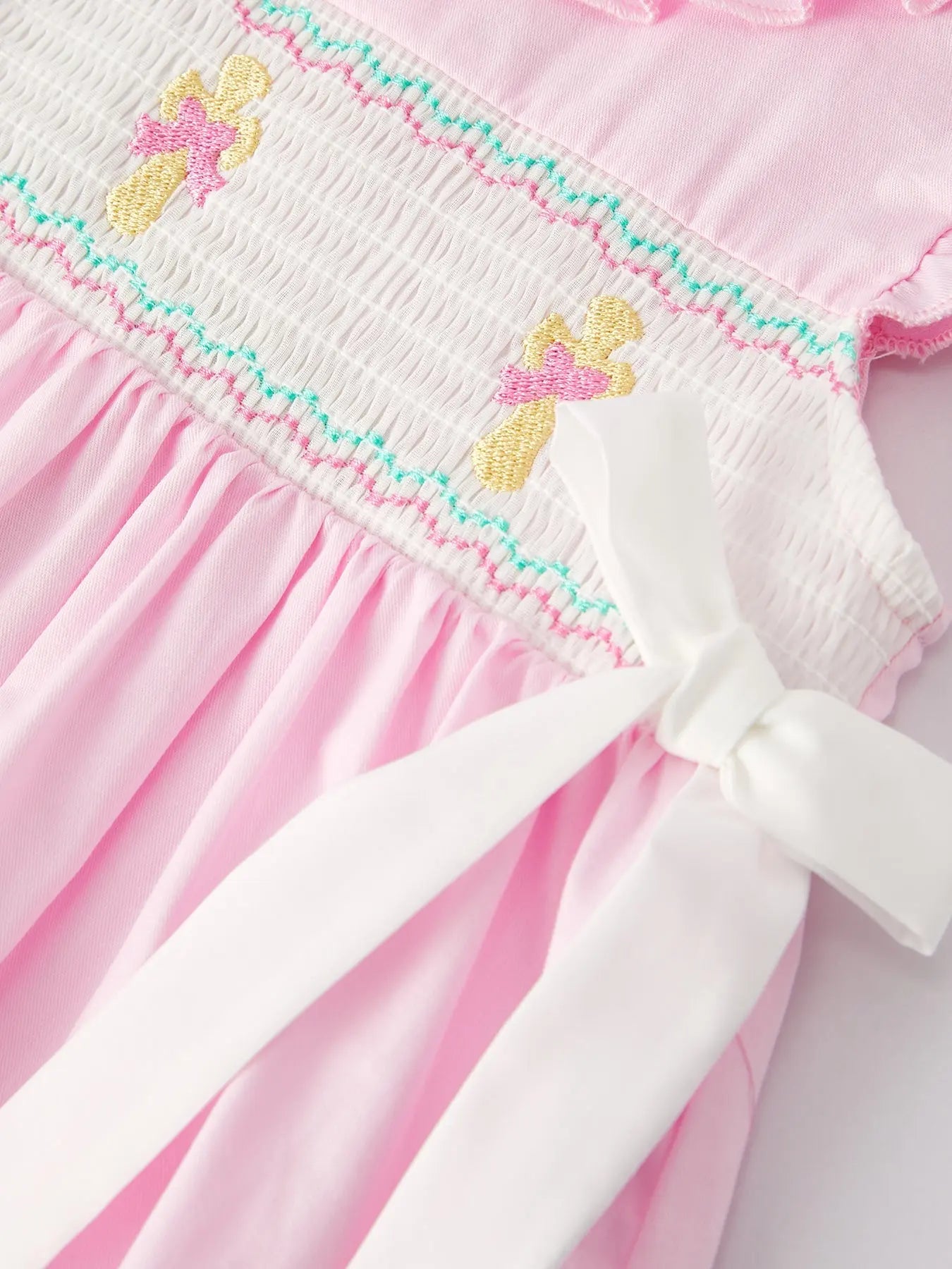 Pink Smocked Church Christ Bishop Christening Dress Rylee Faith Designs Everetts Place: Online Boutique