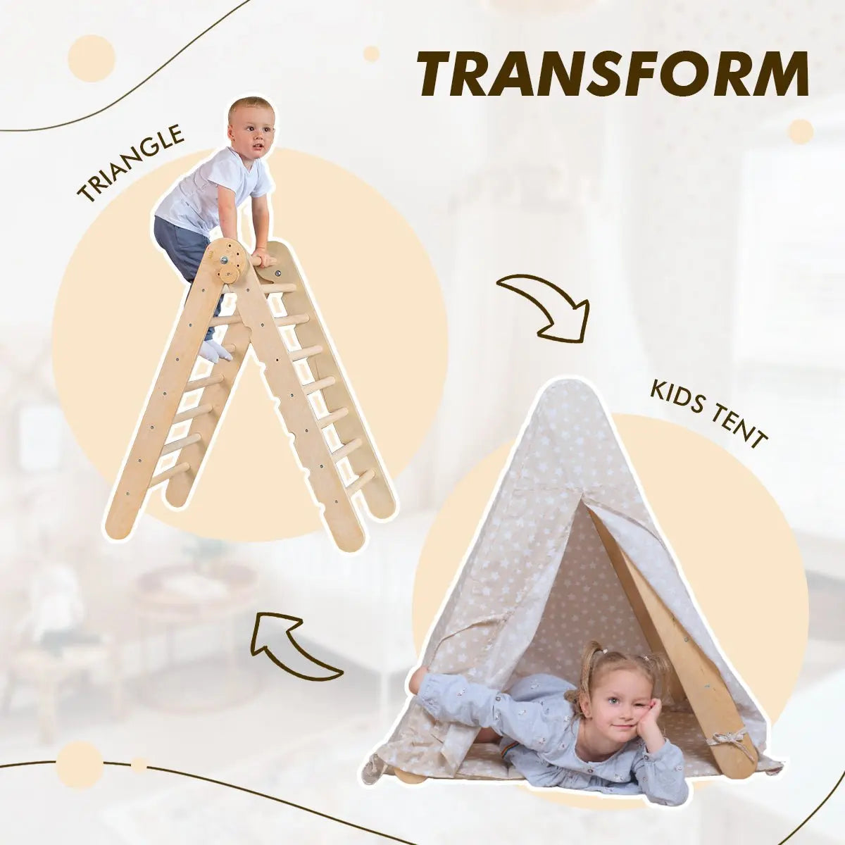 Play Tent Cover with Mat for Climbing Triangle Ladder Cozy Teepee Setup Goodevas Everetts Place: Online Boutique