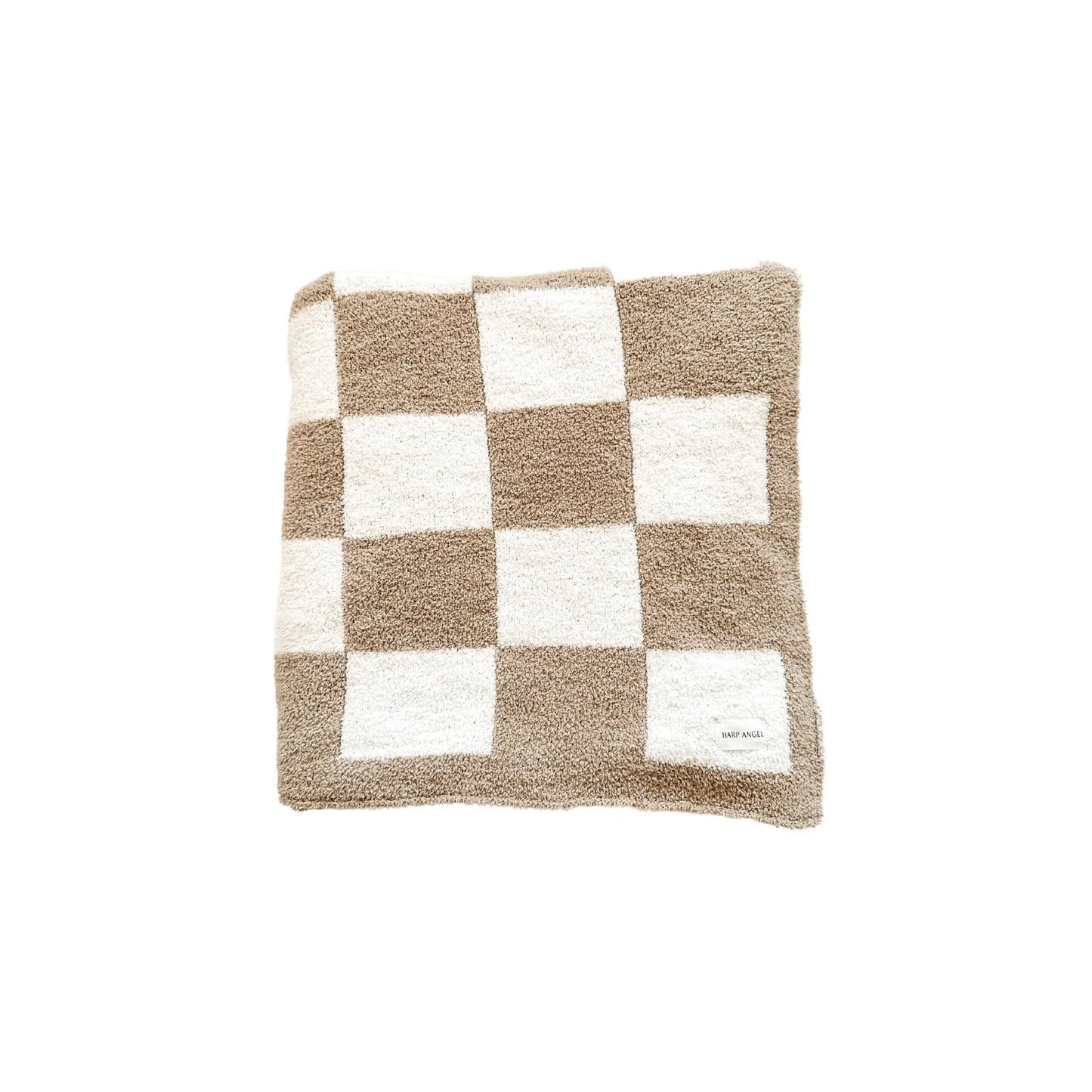 Plush Blanket - Taupe Checker Harp Angel Boutique
