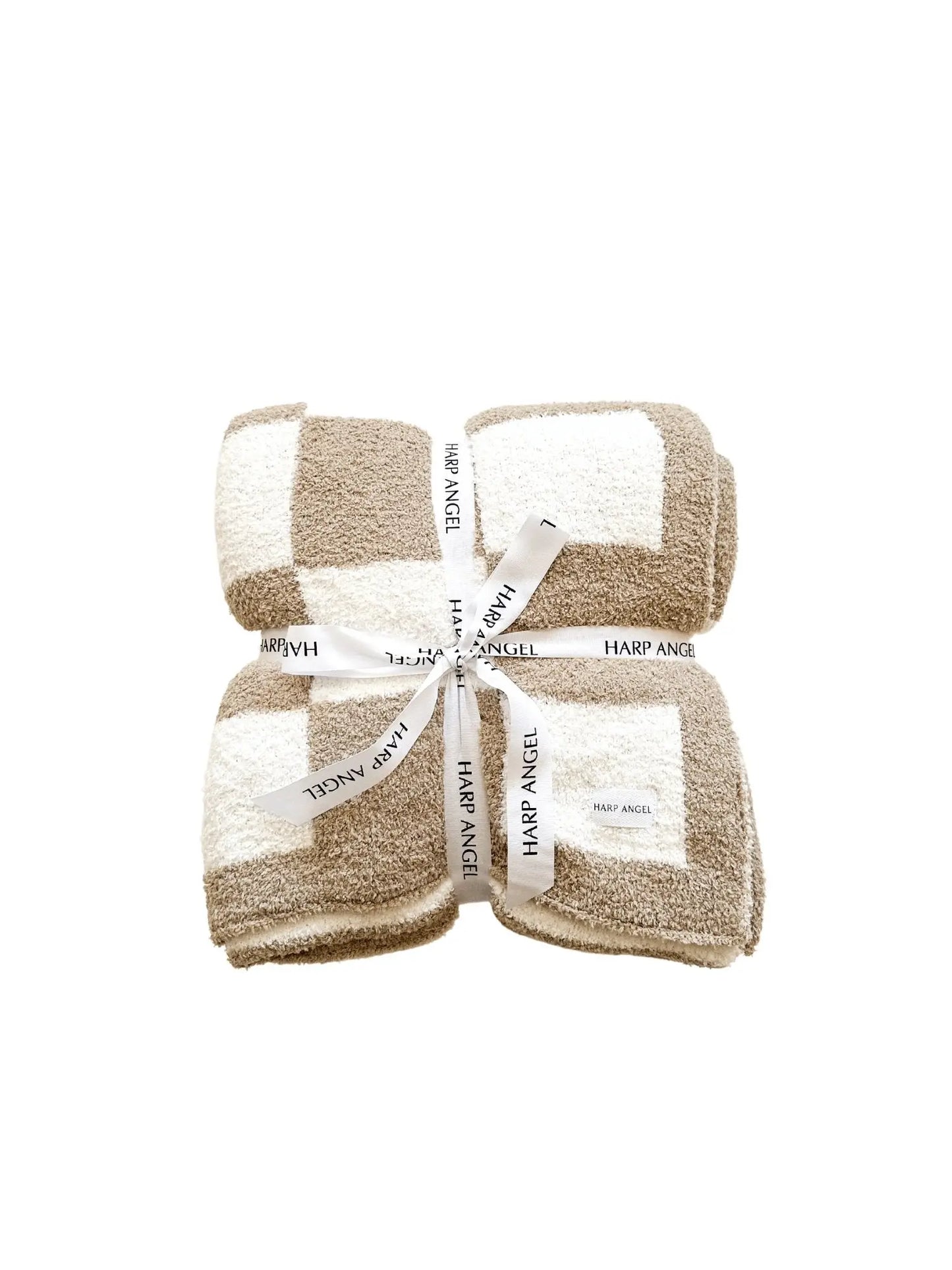Plush Blanket - Taupe Checker Harp Angel Boutique