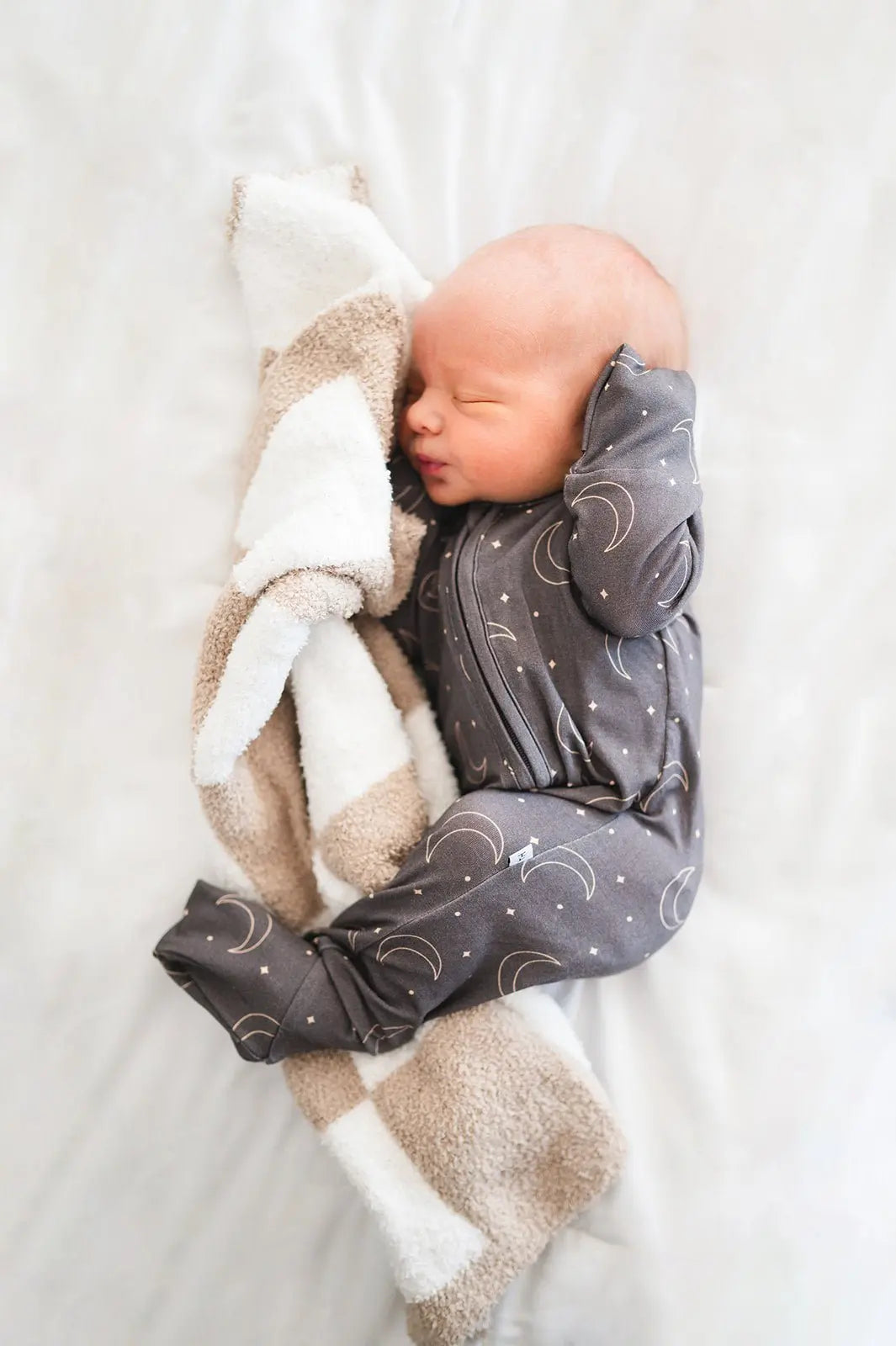 Plush Mini Blanket - Taupe Checker Harp Angel Boutique