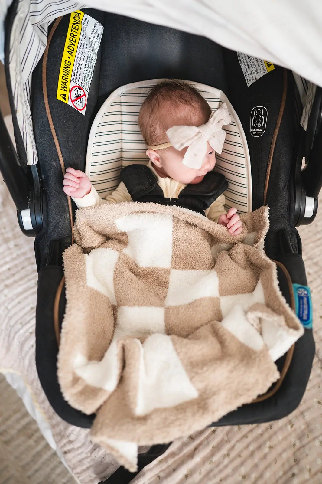 Plush Mini Blanket - Taupe Checker Harp Angel Boutique