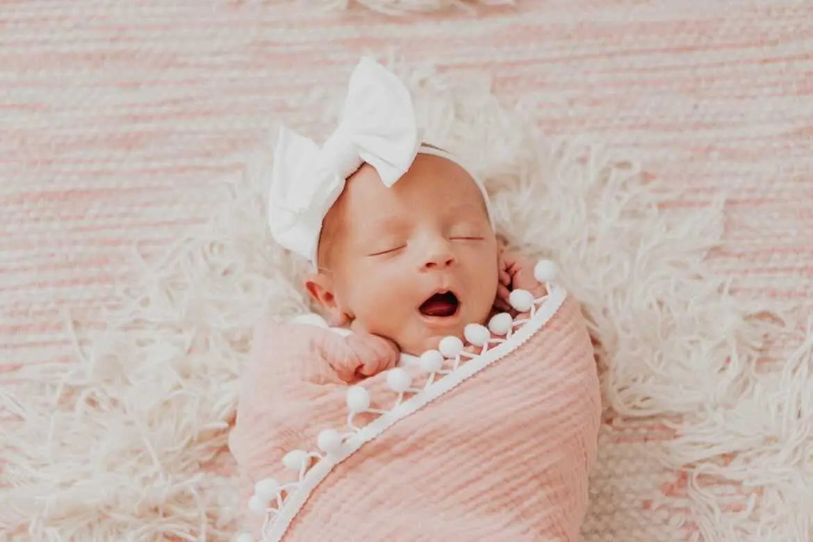 Pom Swaddle Blanket - Dusty Pink Harp Angel Boutique