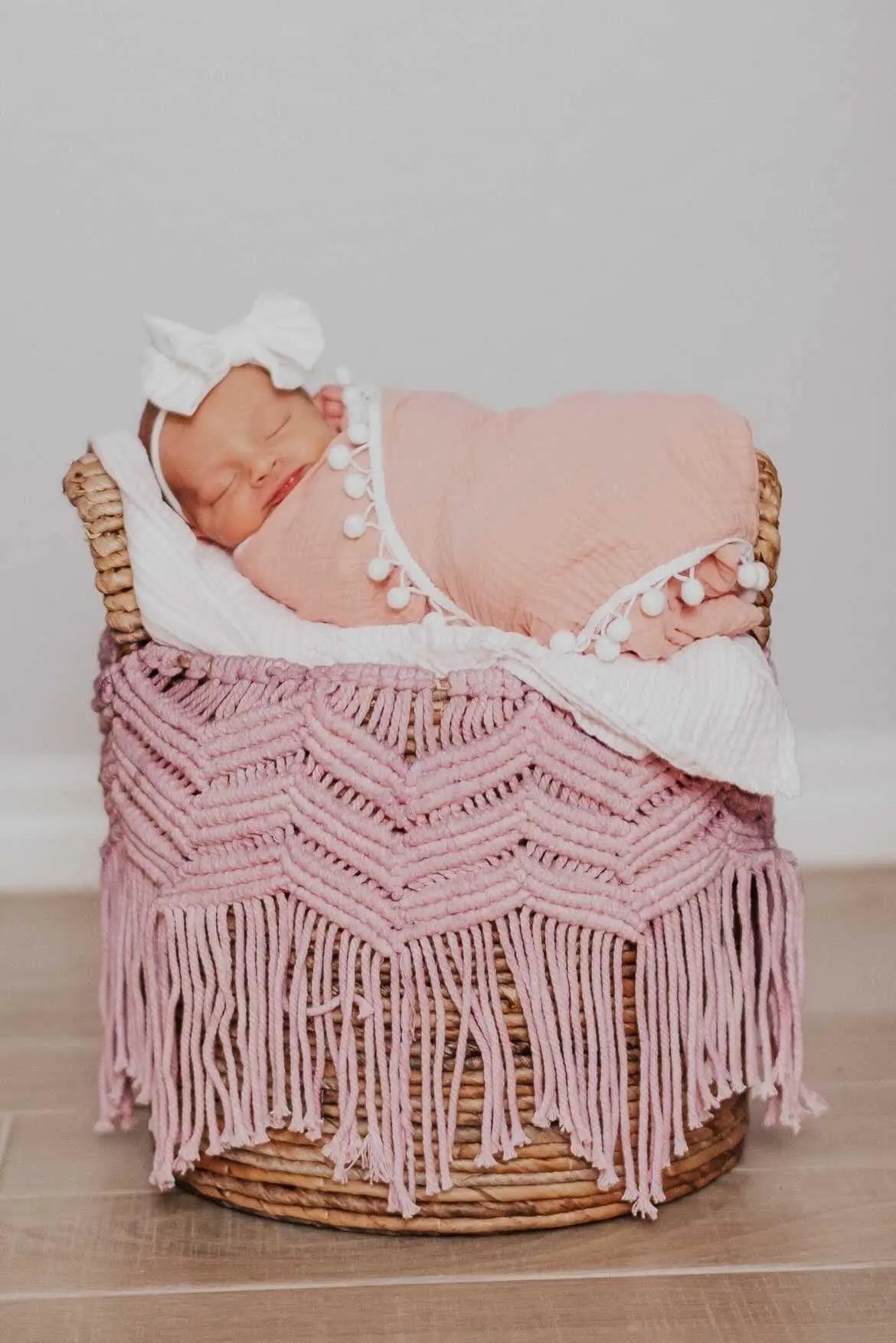 Pom Swaddle Blanket - Dusty Pink Harp Angel Boutique
